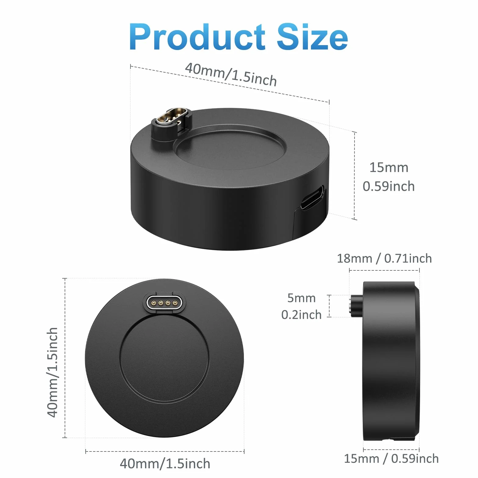 Adapter do zegarka Garmin, kabel USBC i stacja ładująca do Garmin Fenix, Forerunner, Venu, Approach, Vivoactive (czarny)