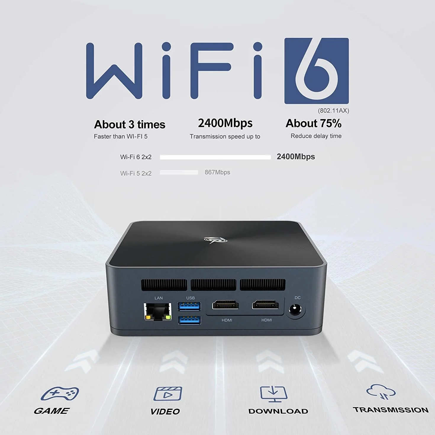 Beelink SEi 8279U Mini PC z Windows 11 Pro, Intel Core i5-8279U, UHD 4K, pamięć RAM 16 GB DDR4, SSD NVMe 500 GB, gniazdo SATA3, Wi-Fi 5 AC, Gigabit Ethernet, Bluetooth 5.0, 2 x HDMI, VESA,