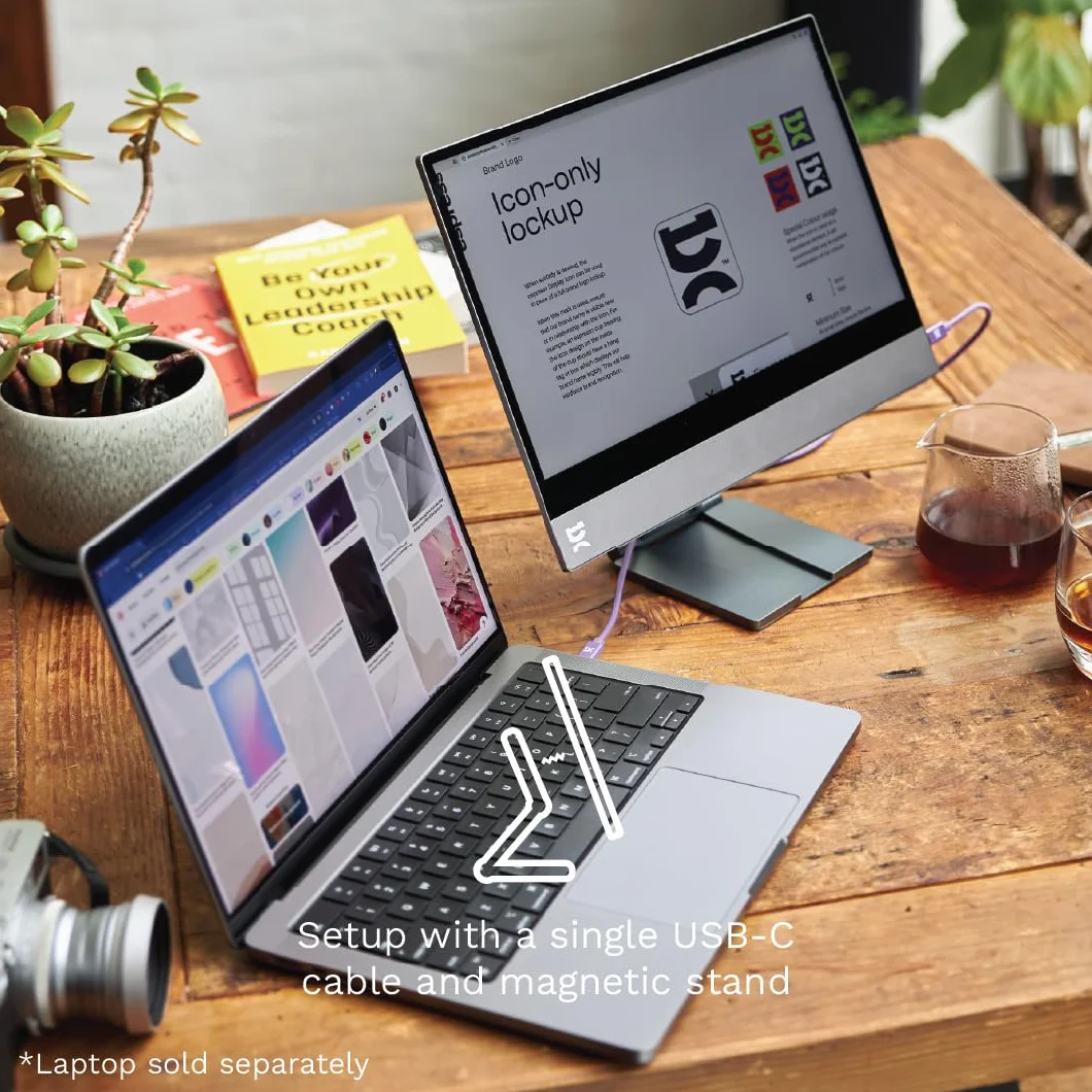 espresso Displays Przenośny monitor dotykowy 38.1 cm z regulowaną podstawką, ultracienki, 1080p Full HD, USB-C, ekran dotykowy do laptopa, Mac, PC, gier i podróży