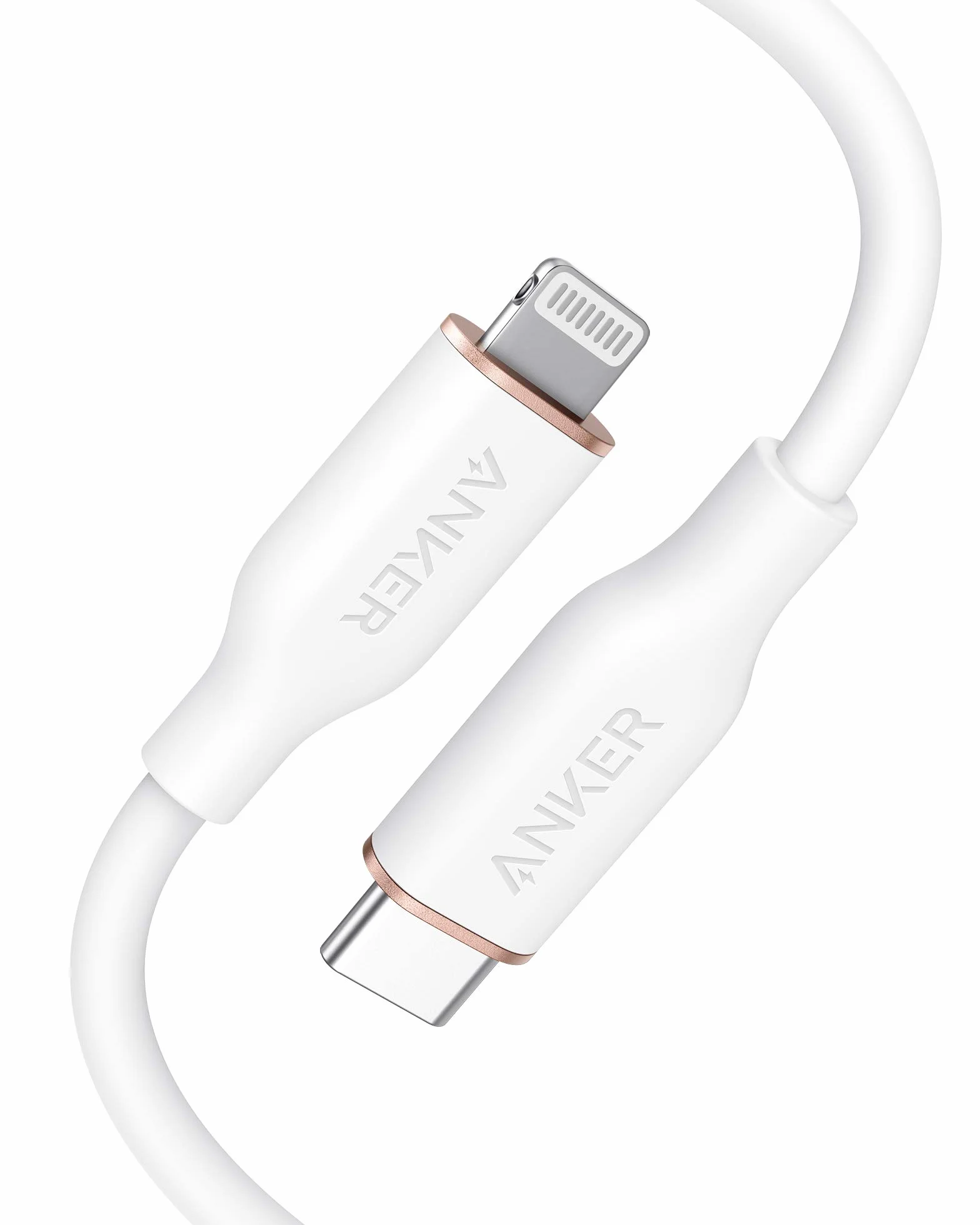 Anker Powerline III Flow, kabel Lightning USB C, 90 cm, USB C na Lightning, kompatybilny z iPhone 14/13/12/11, AirPods Pro, certyfikat MFi, żel krzemionkowy (śnieżnobiały)