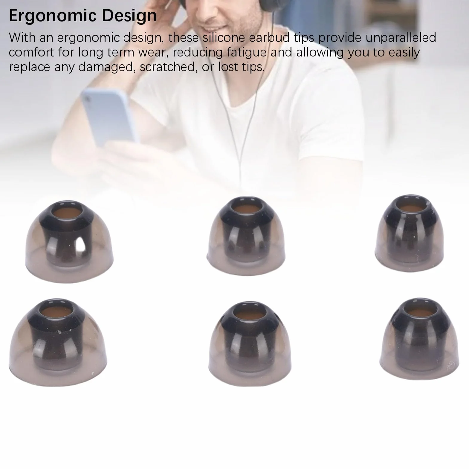 Wskazówki do Uszu, Pasa Kompatybilne z większością Słuchawek w Uszach (otwór Wewnętrzny 5 Mm-6,5 mm), 12 par S/M/L TRUDY SILICONE EARBUD TIPS