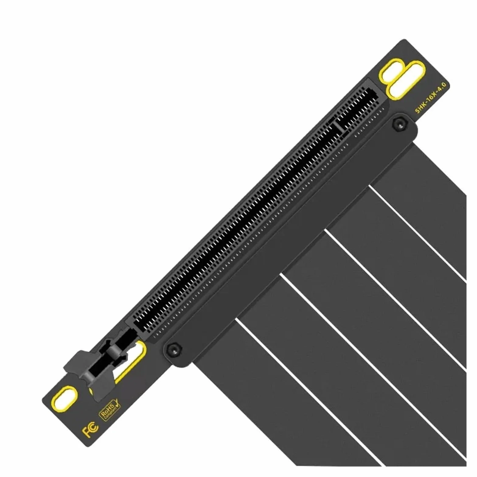 PCI-E 4.0 X16 riser kabel przedłużający do karty graficznej, 150 mm, 200 mm, ekranowany, elastyczny, montaż pod kątem 90°, przedłużacz GPU (PCI-E 4.0, czarny, 15 cm)