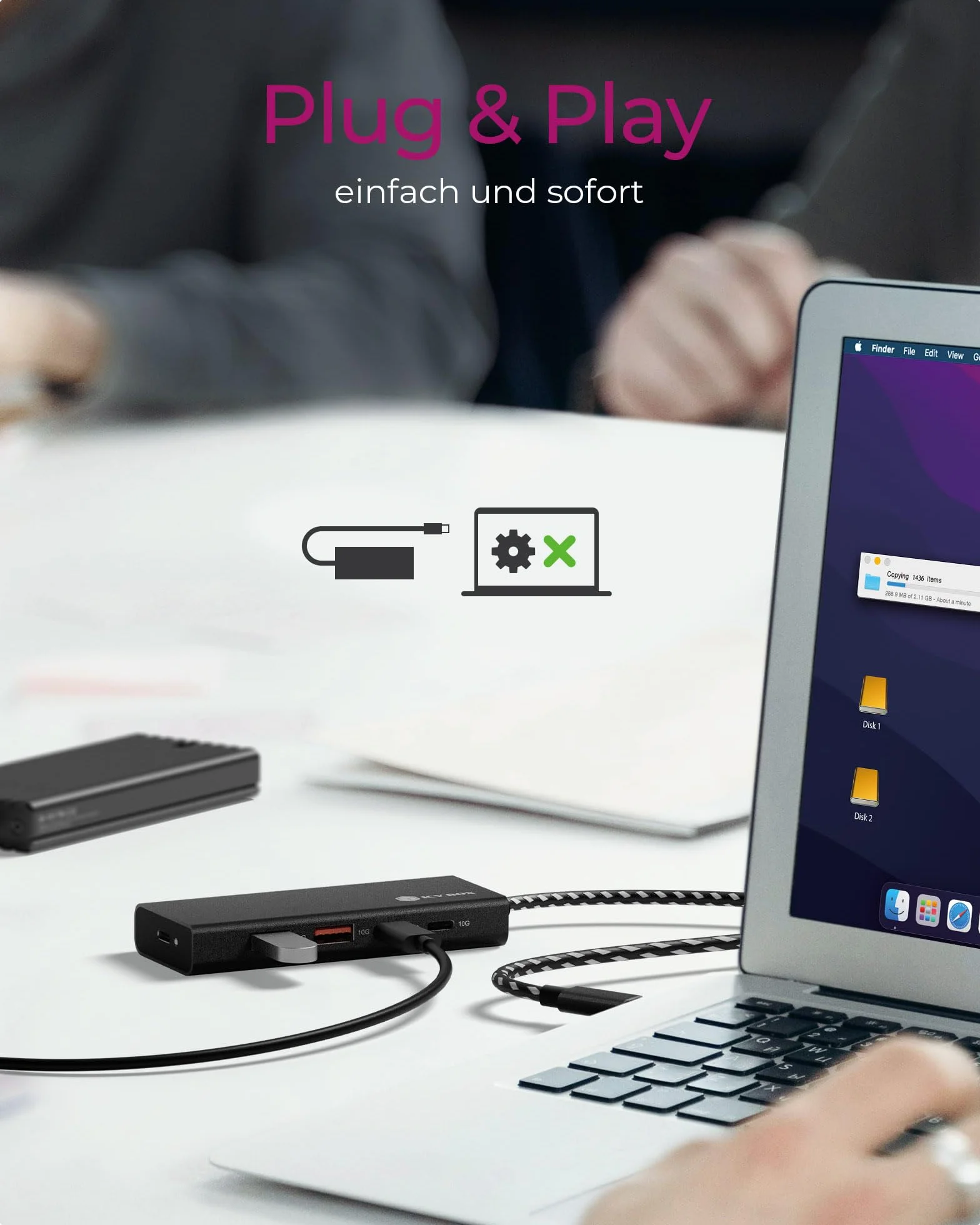 ICY BOX USB 3.2 Gen 2 HUB (10 GB/s), 4 x USB 3.2 (2X USB-A i 2X USB-C), 100 W Power Delivery, aluminium, wraz z kablem 30 cm, IB-HUB1436-CPD