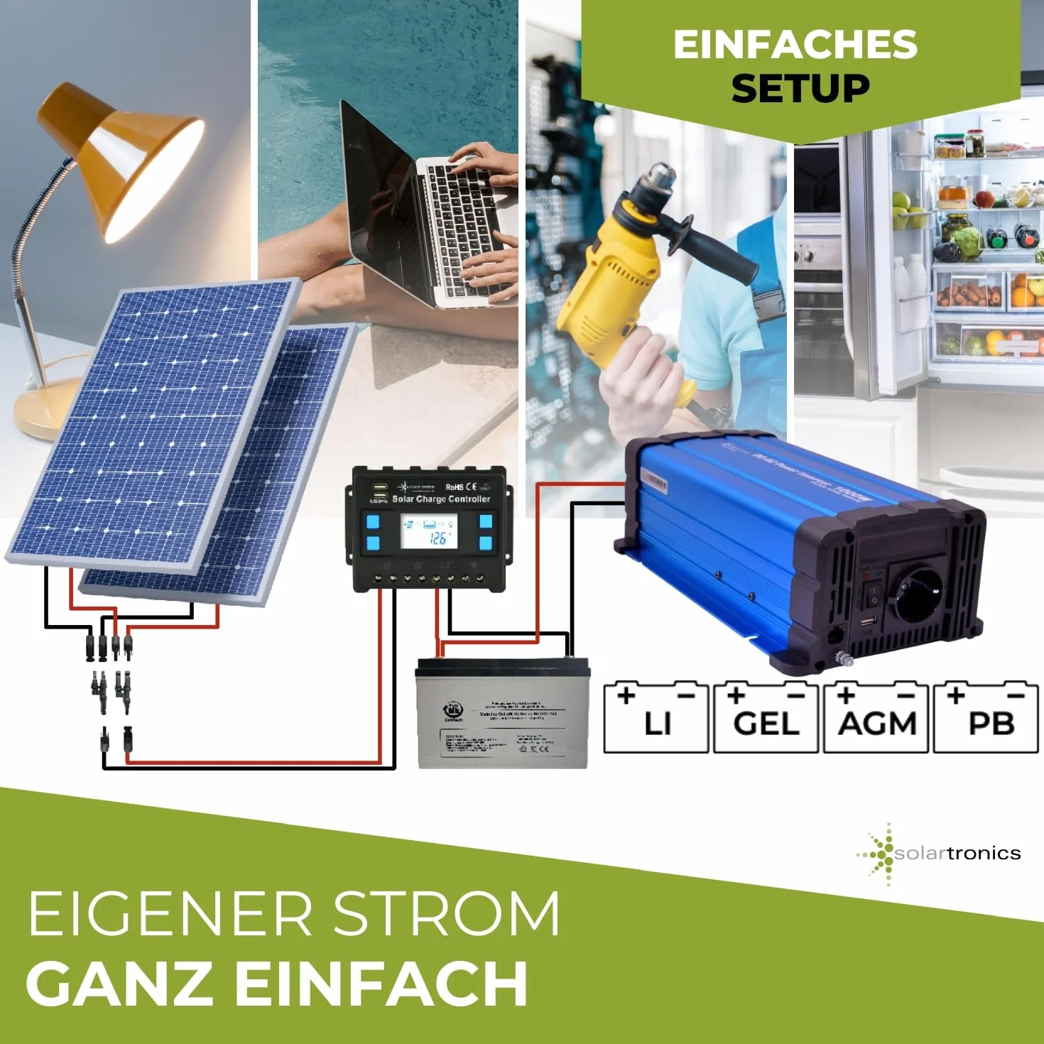 solartronics Przetwornica napięcia FS1000DR 12 V 1000 W czysty sinus niebieski inwerter