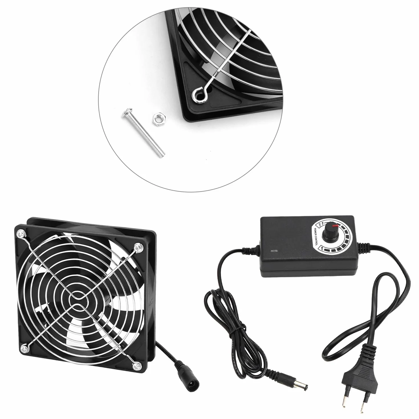 QWORK Wentylator skrzynkowy 120 mm z regulacją prędkości, bezszczotkowy wentylator PC 12 V do komputerów, laptopów, telewizorów i innych