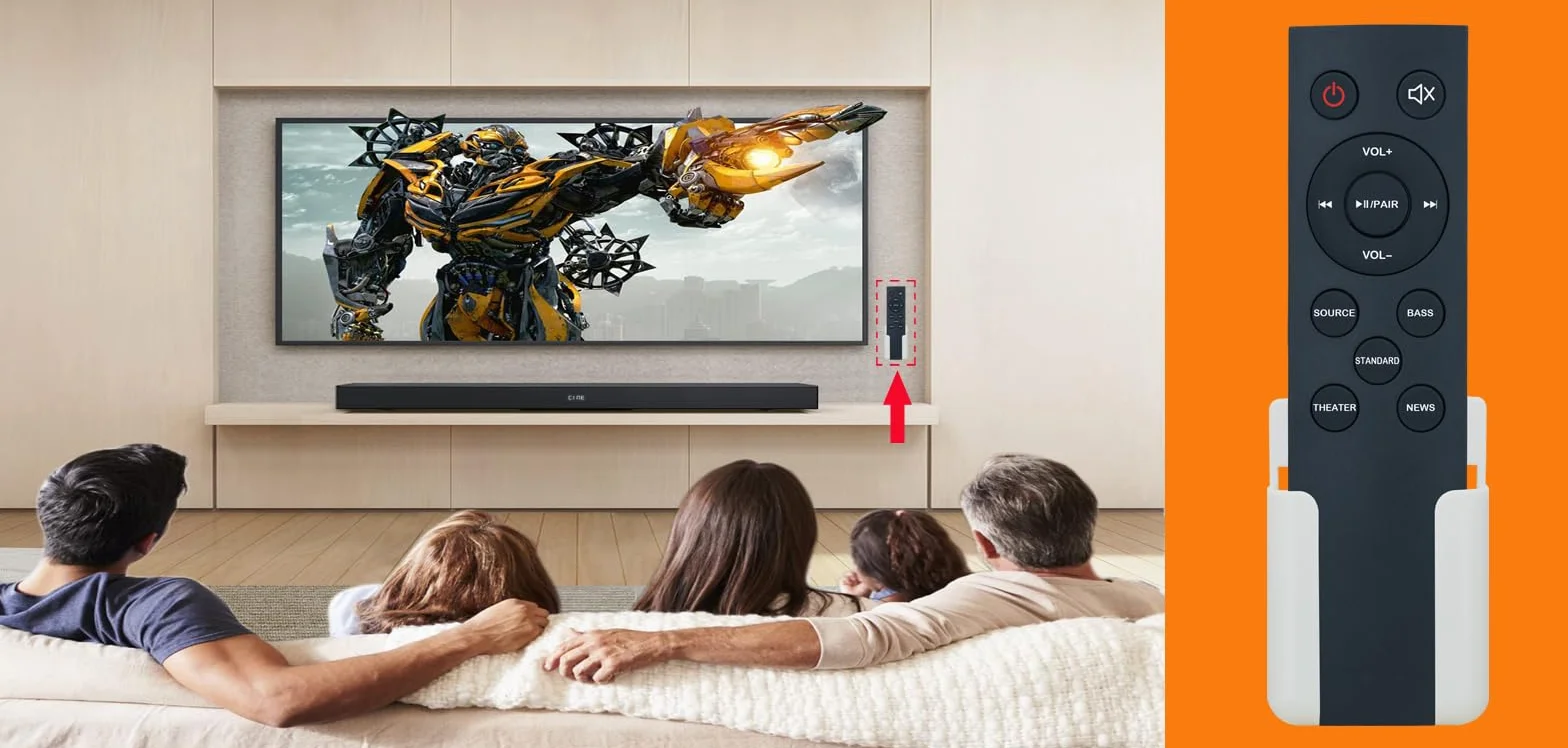 Zamienny pilot zdalnego sterowania do Insignia NS-SBAR21F20 Soundbar system głośników kina domowego, z ponadwymiarowymi przyciskami