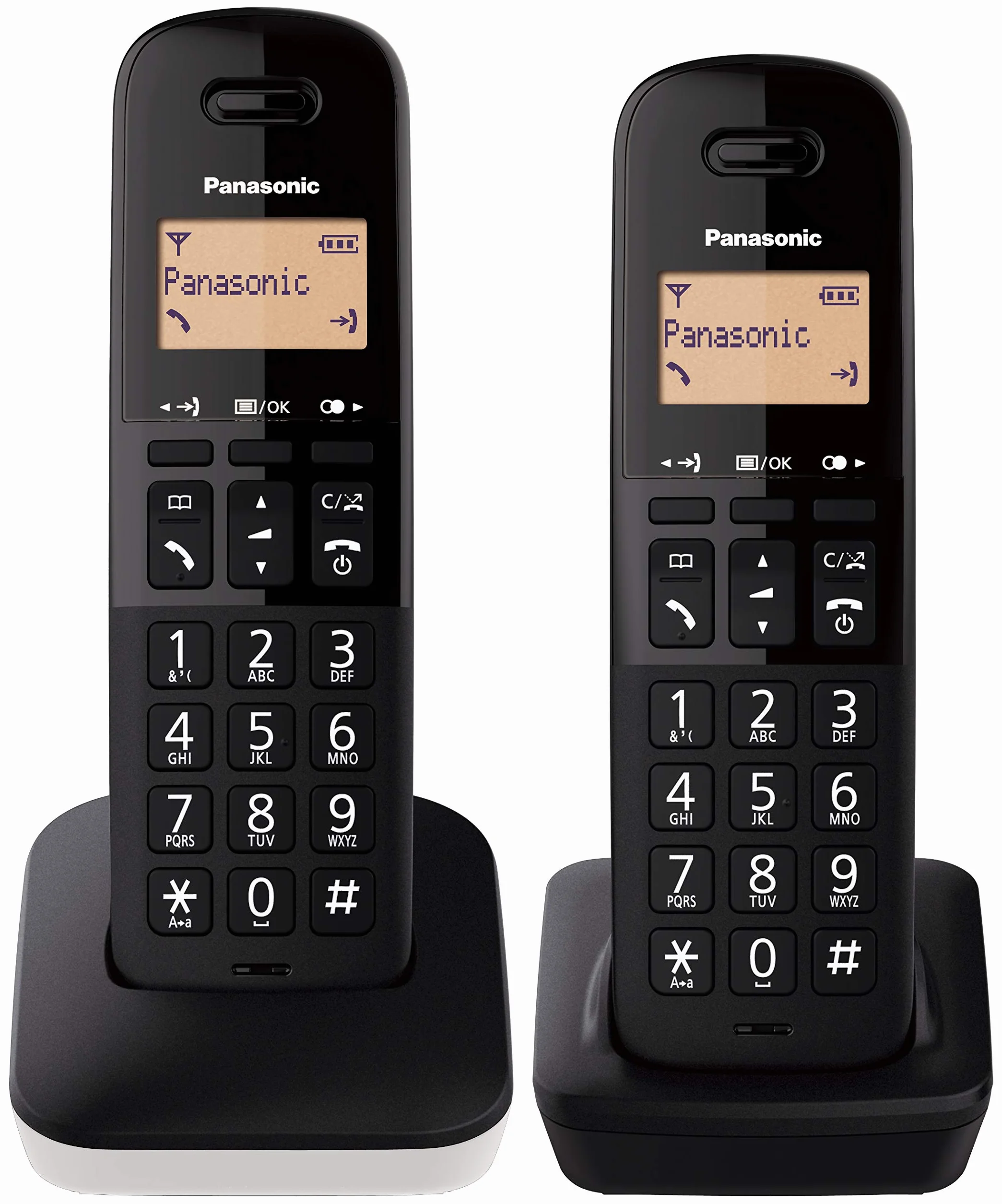 Panasonic KX-TGB612 Cyfrowy Telefon Bezprzewodowy, Jednostka Podstawowa i 2 Słuchawki ID I Blokada Dzwoniących, Zoptymalizowana Głośność Odbiornika, Odporny Na Wstrząsy, Biały i Czarny Wyświetlacz LCD