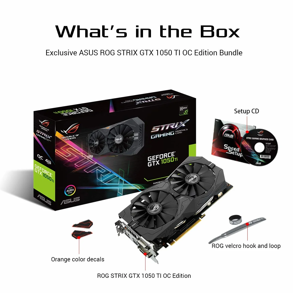 Asus NVIDIA GeForce STRIX-GTX1050TI-O4G-GAMING 4 GB GDDR5 128-bitowa pamięć HDMI/DP/DVI PCI Express 3 karta graficzna - czarna