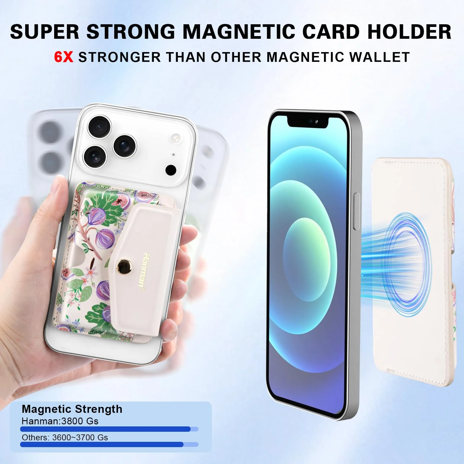 Hanman Magnetyczne etui na karty kompatybilne z iPhone 17/16/15/14/13/12 skórzane portfel na telefon