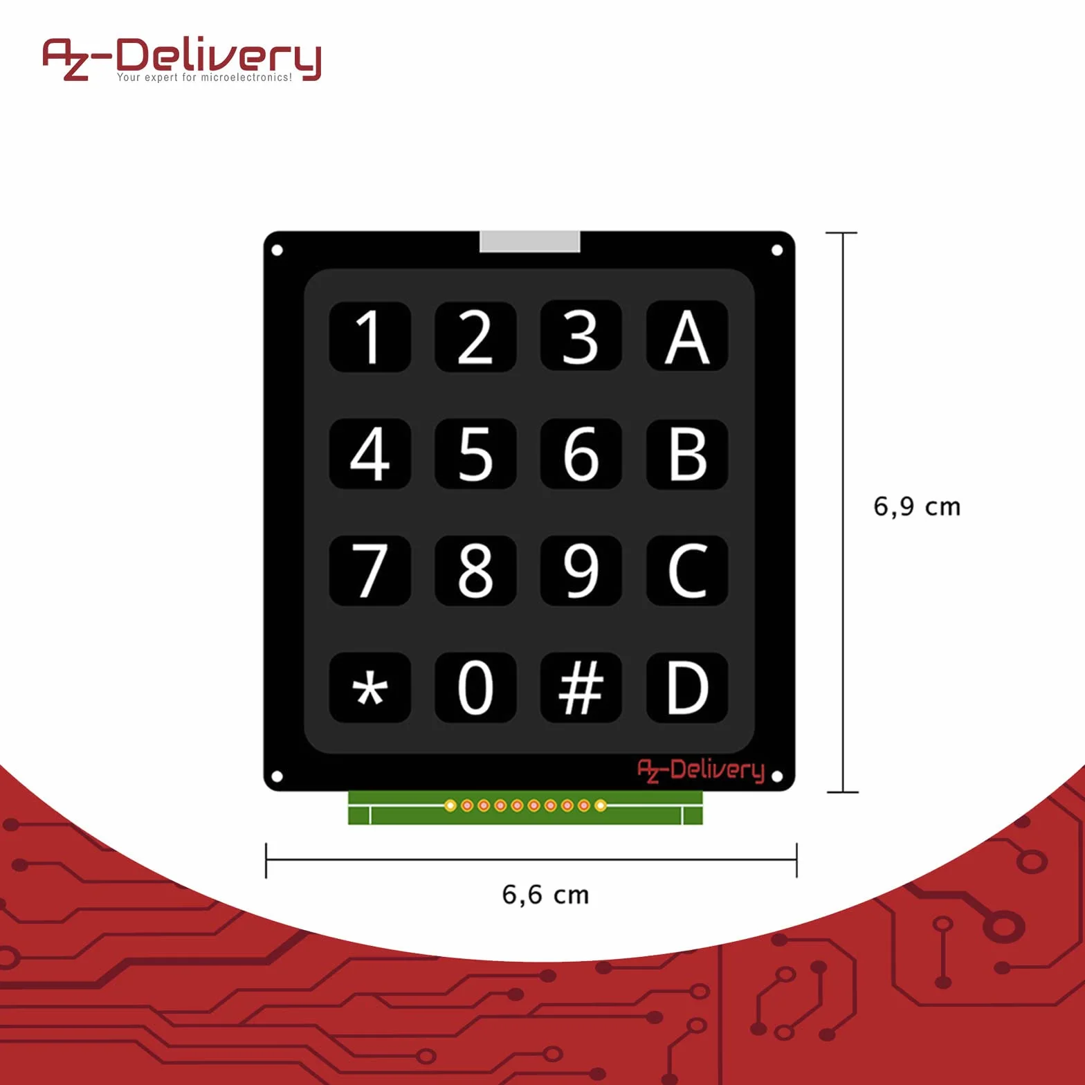 AZDelivery 4x4 Matrix Klawiatura kompatybilna z Arduino i Raspberry Pi