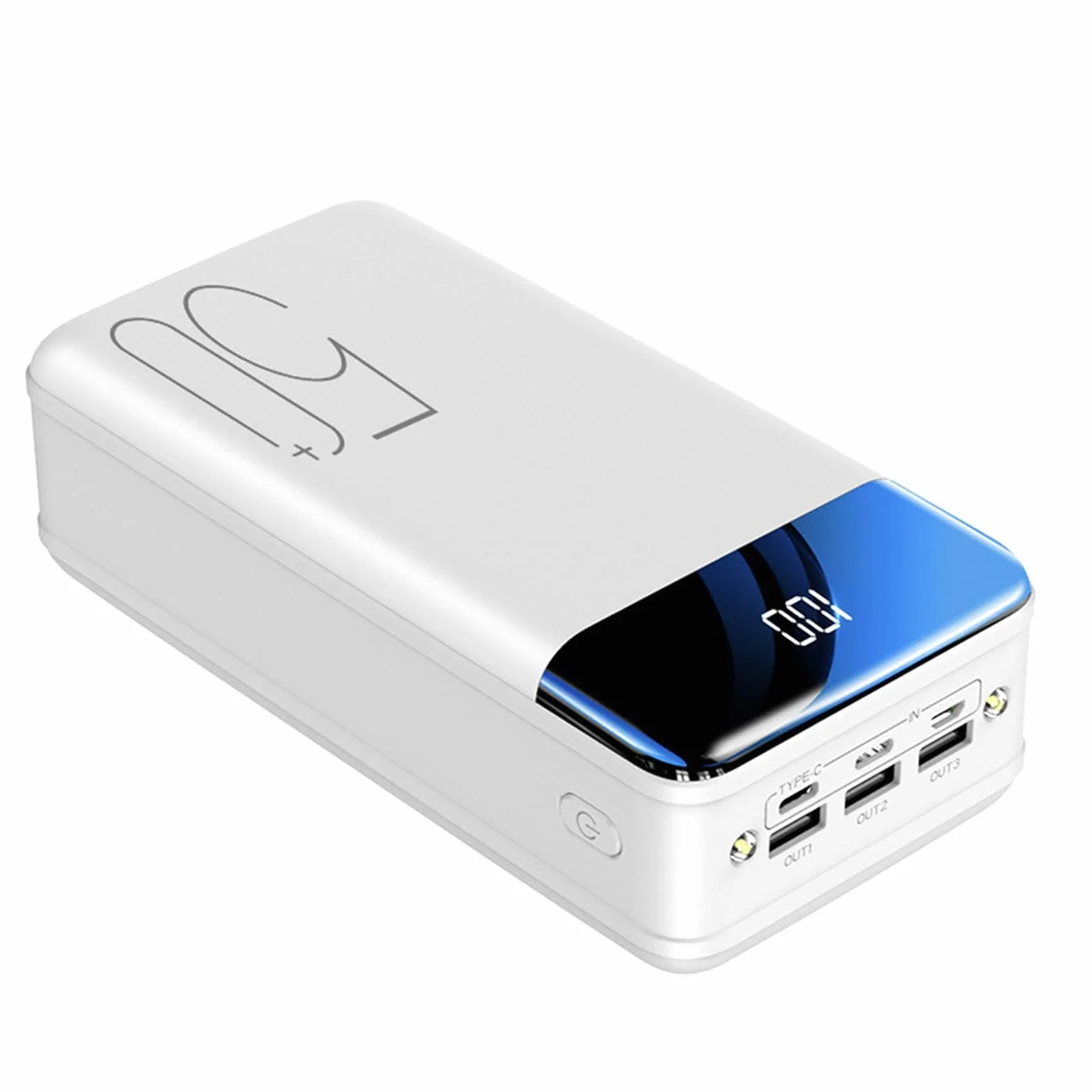 Power Bank 50000mAh do biwakowania na świeżym powietrzu 2.1A Szybkie ładowanie Przenośna ładowarka Zewnętrzna bateria z wyświetlaczem LED do telefonów Tabletów,White
