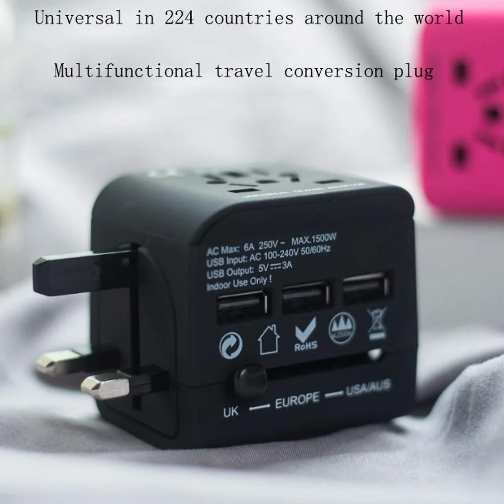 Universal Power Adapter Plug Międzynarodowa ładowarka z 3 Usb. Porty ładujące, ogólnoświatowy adapter podróży (Color : F)