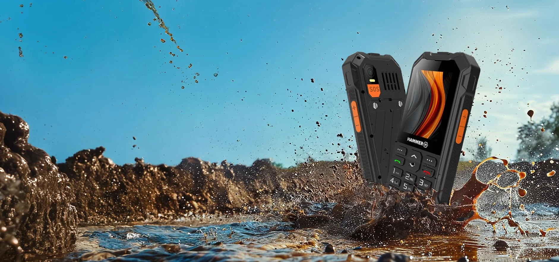 Telefon klawiszowy Hammer 6 LTE, duża bateria 2500 mAh do 7 dni czuwania, latarka i przycisk SOS, technologia Volte, podświetlane przyciski, test upadku IP68 1,5 metra, ekran 2,4 cala, bez umowy