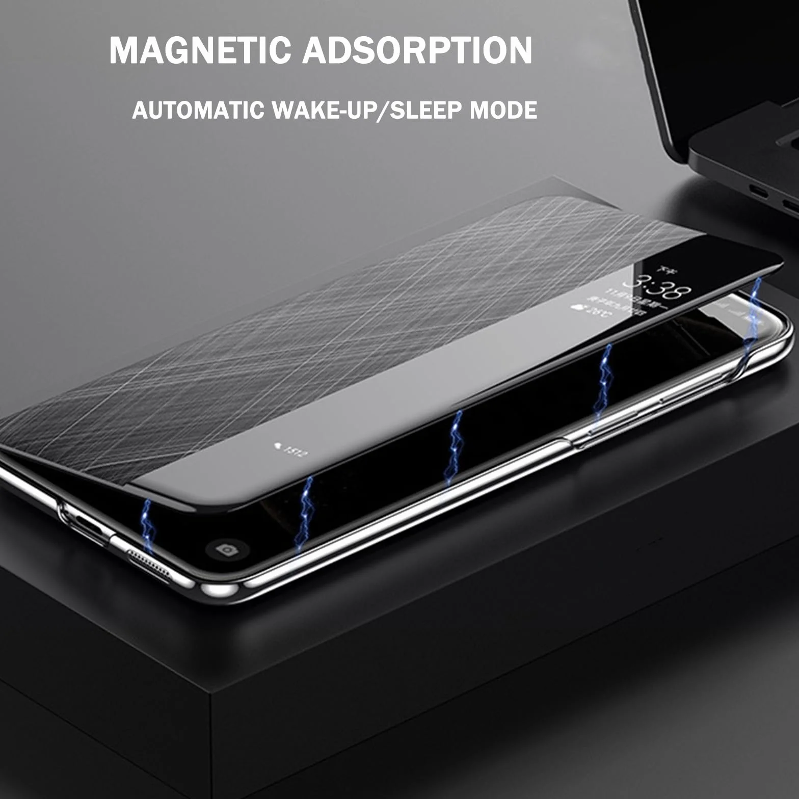 Etui do Huawei Mate 70 Pro +/70 Pro / 70, skórzane etui na telefon komórkowy, z klapką, z okienkiem i odciskami palców, minimalistyczna osłona, szare, 70 Pro