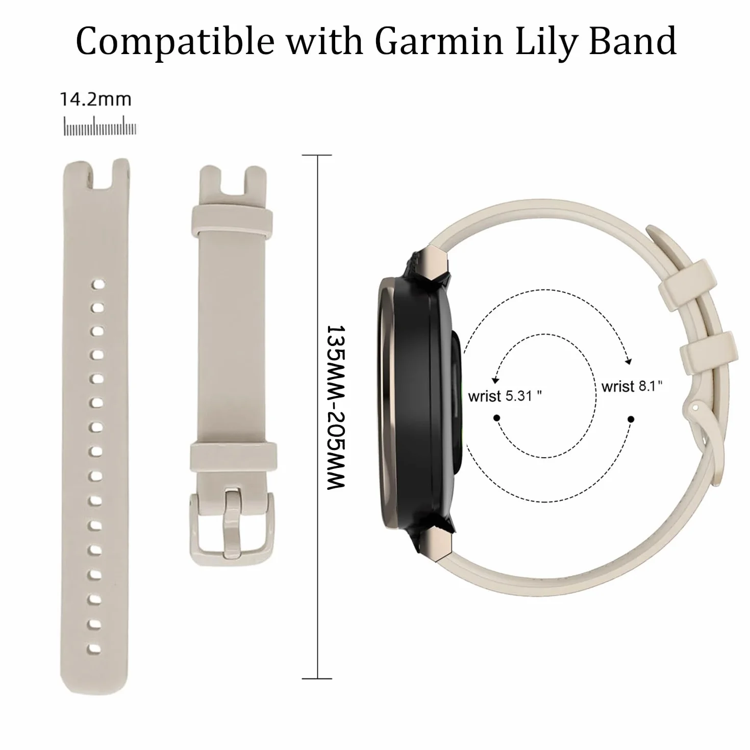 Issinlky Opaska kompatybilna z Garmin Lily, miękki silikonowy pasek dla kobiet Garmin Lily