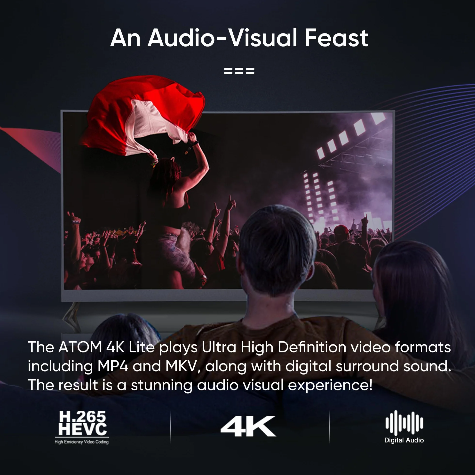 NEUMI Atom 4K Ultra HD cyfrowy odtwarzacz multimedialny do dysków USB i kart SD – z HDMI i analogowym AV, automatyczne odtwarzanie i zapętlanie