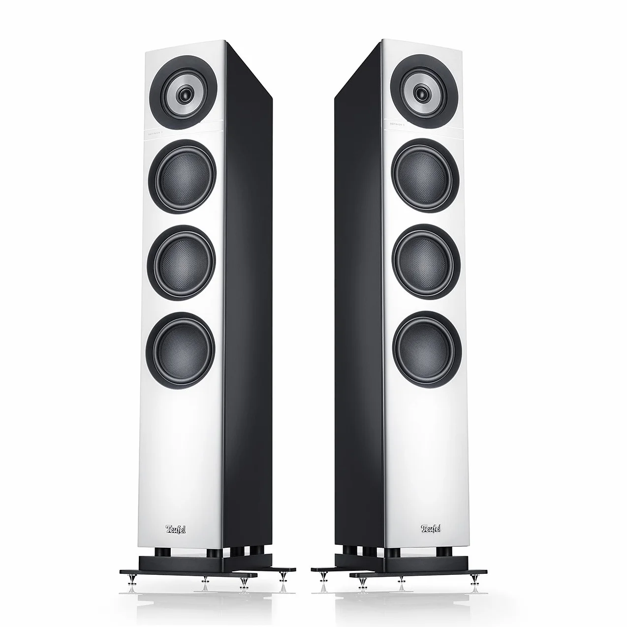 Para głośników podłogowych Teufel DEFINION 3 HiFi - wysokiej klasy głośniki stereo w technologii 3-drożnej z precyzyjną reprodukcją i czystym basem, dynamiką i zdefiniowanym niskim basem