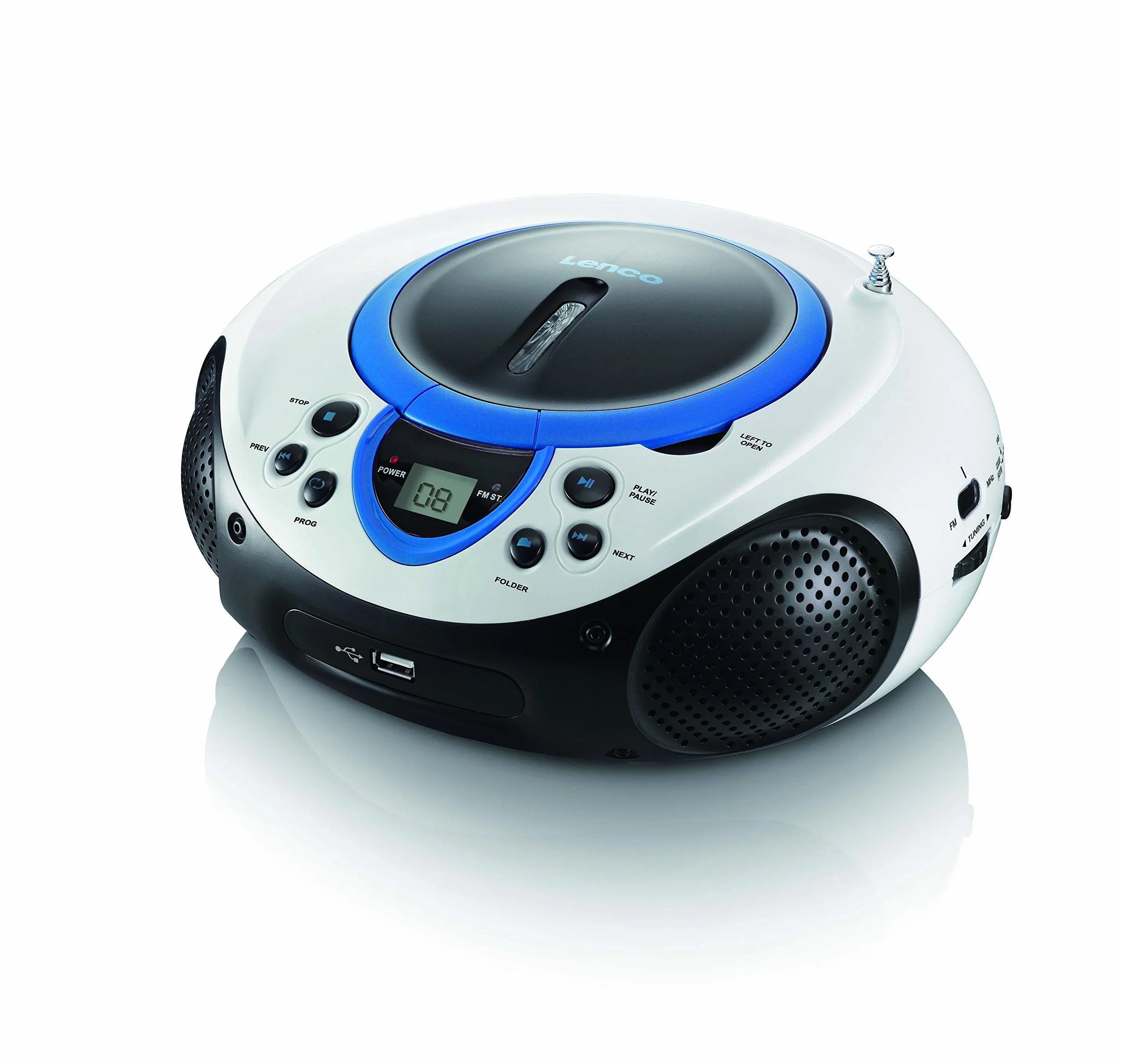 Lenco Dziecięce radio CD SCD-38 przenośne radio FM z odtwarzaczem CD/MP3 i USB w kolorze niebieskim