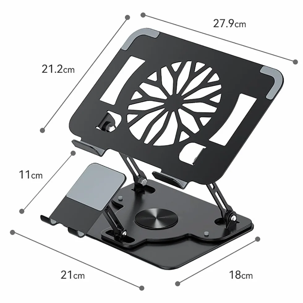 Pionowa Podstawka Chłodząca Do Laptopa,Podstawka 2 W 1 Do Telefonu/Laptopa,Obrotowa O 360°,Składana I Regulowana,Wydrążone Odprowadzanie Ciepła,Do Notebooków 17'',Do Gier Na Biurku/Do Biura A