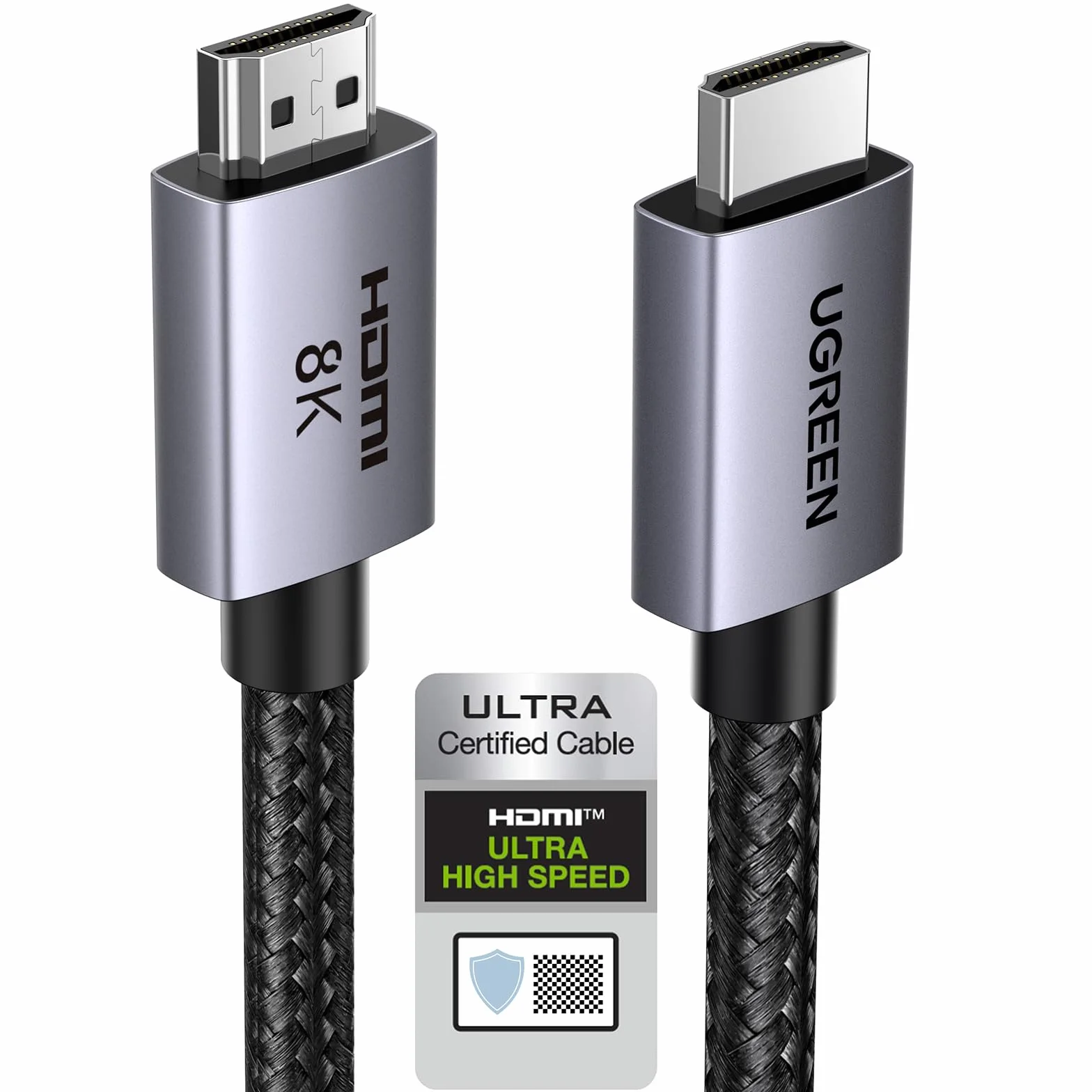 UGREEN Kabel HDMI 2.1 8K 60Hz 4K 240Hz 165Hz 144Hz 120Hz 48Gbit/s High Speed, Kabel HDMI 2.1 Ultra HD eARC HDR 10+ HDCP Dolby Vision VRR Kompatybilny z TV/PS5/PS4/ Xbox Series X/Monitor/Laptop (2M)