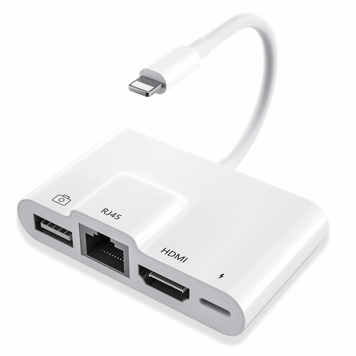 Adapter HDMI Ethernet LAN z iPhone 4 w 1, kompatybilny z iPhone 14 12/13/11/XS/XR/X/8/7/Pad