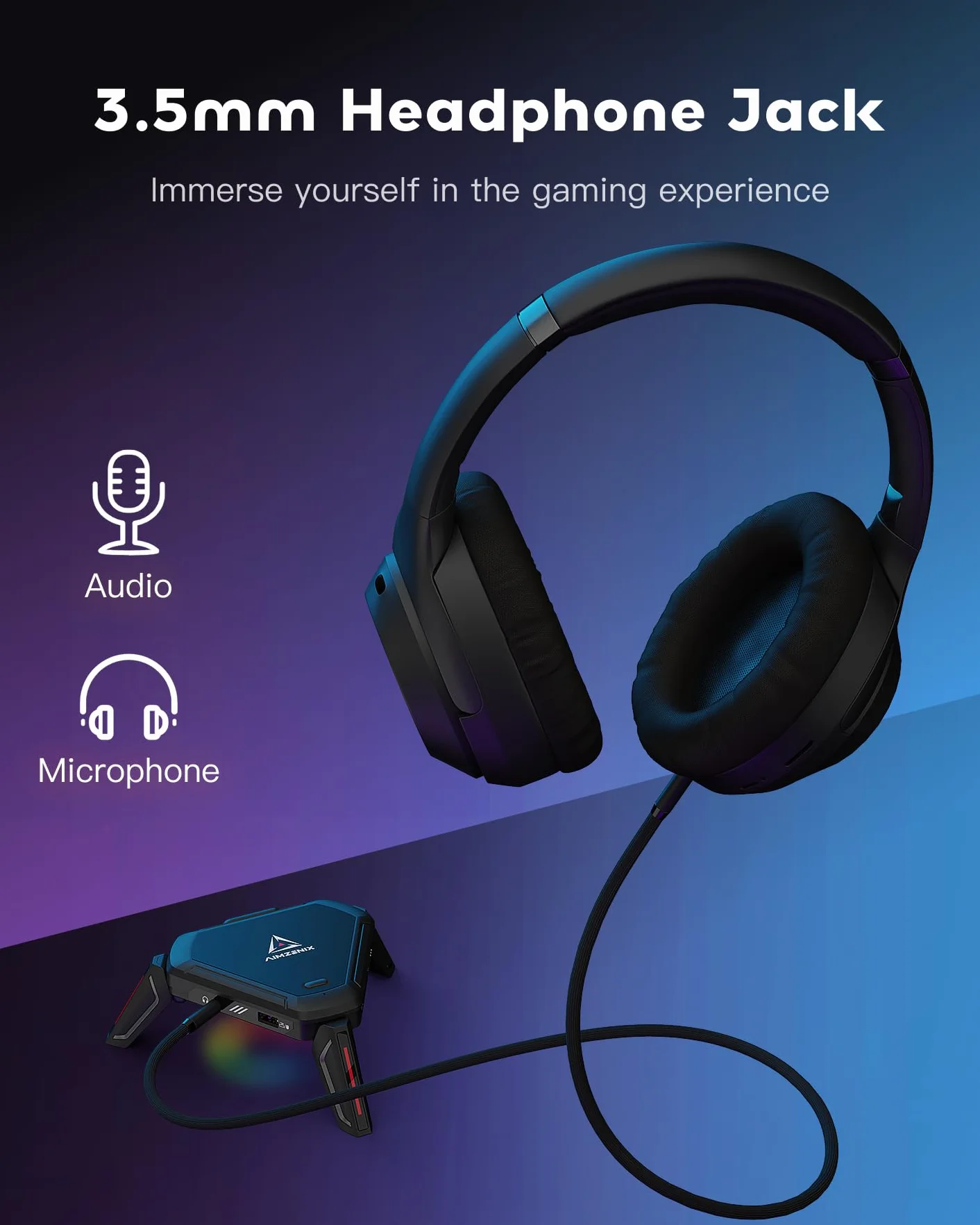 AIMZENIX Monster - Adapter emulatora do PS5, PS4, PS3, Xbox ONE, Xbox 360, Xbox Series X/S, Nintendo Switch, PC, kontroler gier wideo z portem sieciowym do PS5, z gniazdem audio 3,5 mm