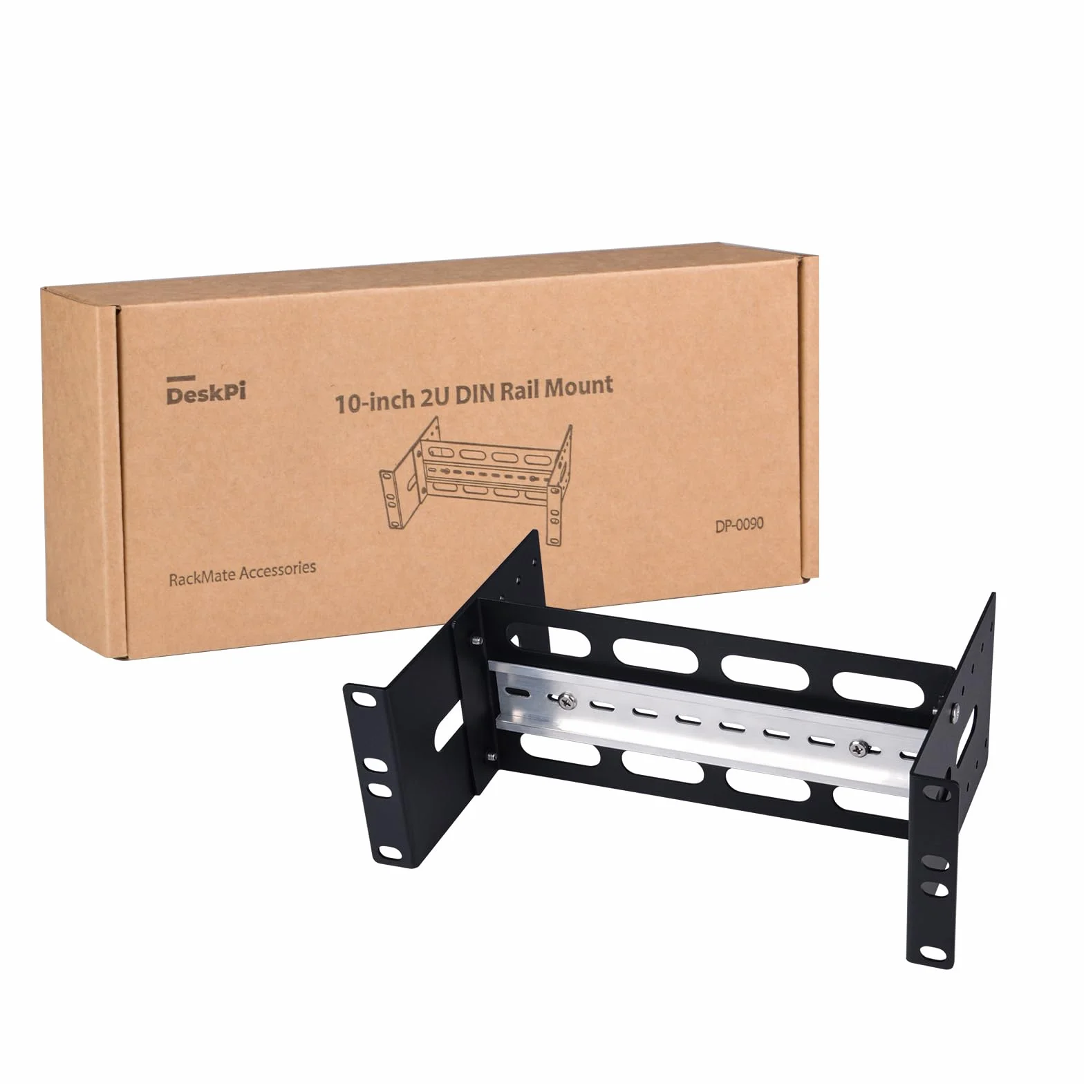 GeeekPi Uchwyt montażowy na szynie DIN 25,4 cm, regulowana głębokość, do DeskPi RackMate T1/T0/T2/T0 Plus/T1 Plus, kompatybilny z przemysłowymi urządzeniami sieciowymi 35 mm i szafą 10"