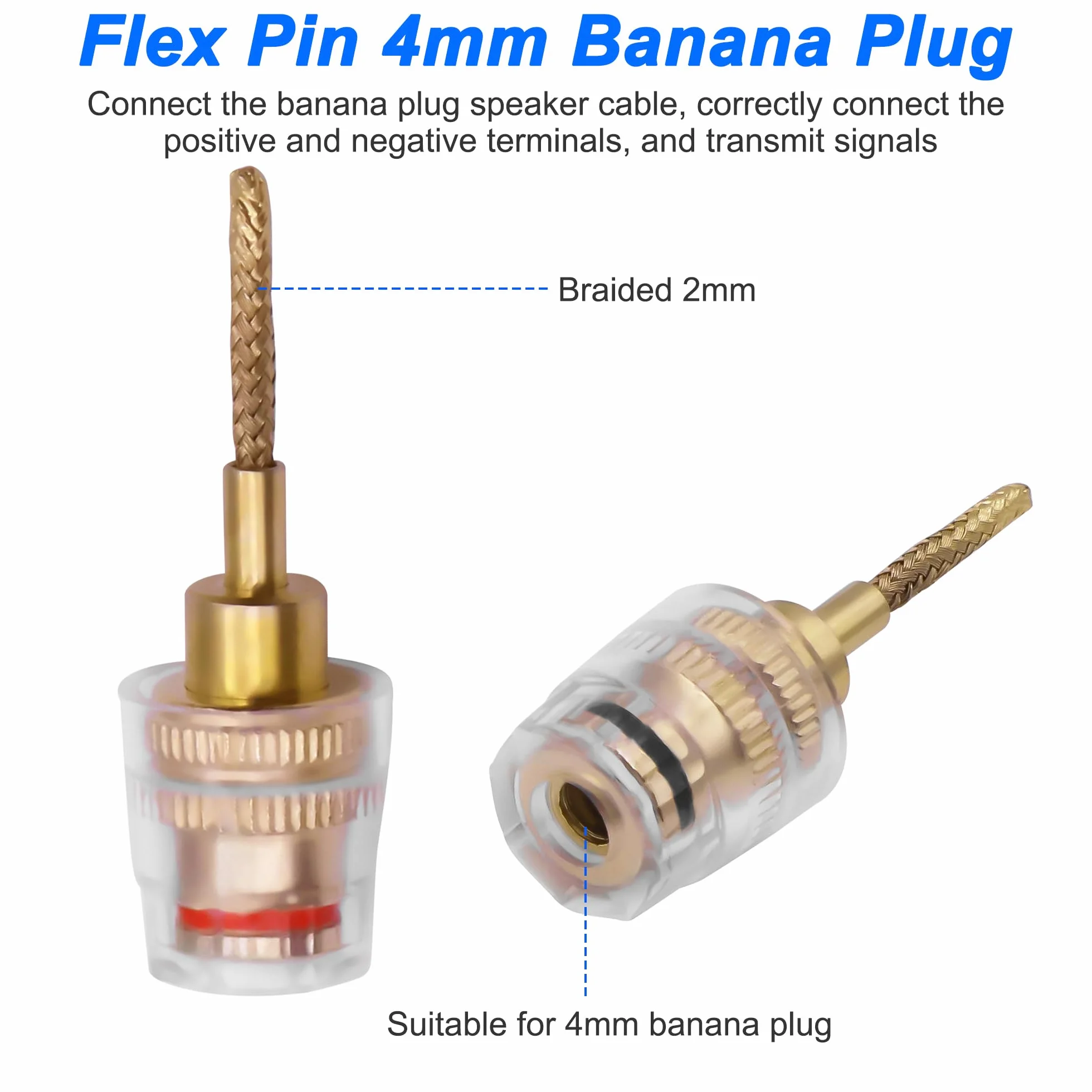 XMSJSIY 4 mm żeńskie złącze bananowe do adaptera audio HiFi audio czarno-czerwone, złącze bananowe do wzmacniacza i głośnika