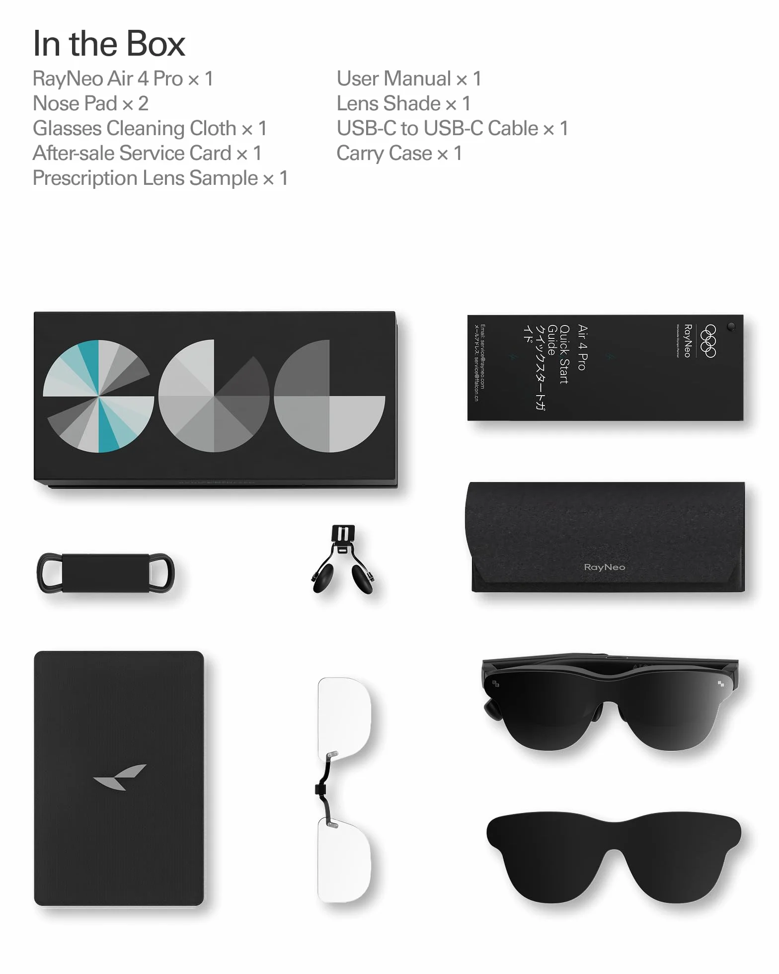 RayNeo Air 4 Pro Okulary AR/XR, Wyświetlacz HDR10, Chip Vision 4000, Wirtualne Kino 201 cali, Dźwięk przez Bang & Olufsen, Okulary 3D do Filmów i Gier dla iPhone 17,16,15/Android/Mac/Steam Deck/PS4/5