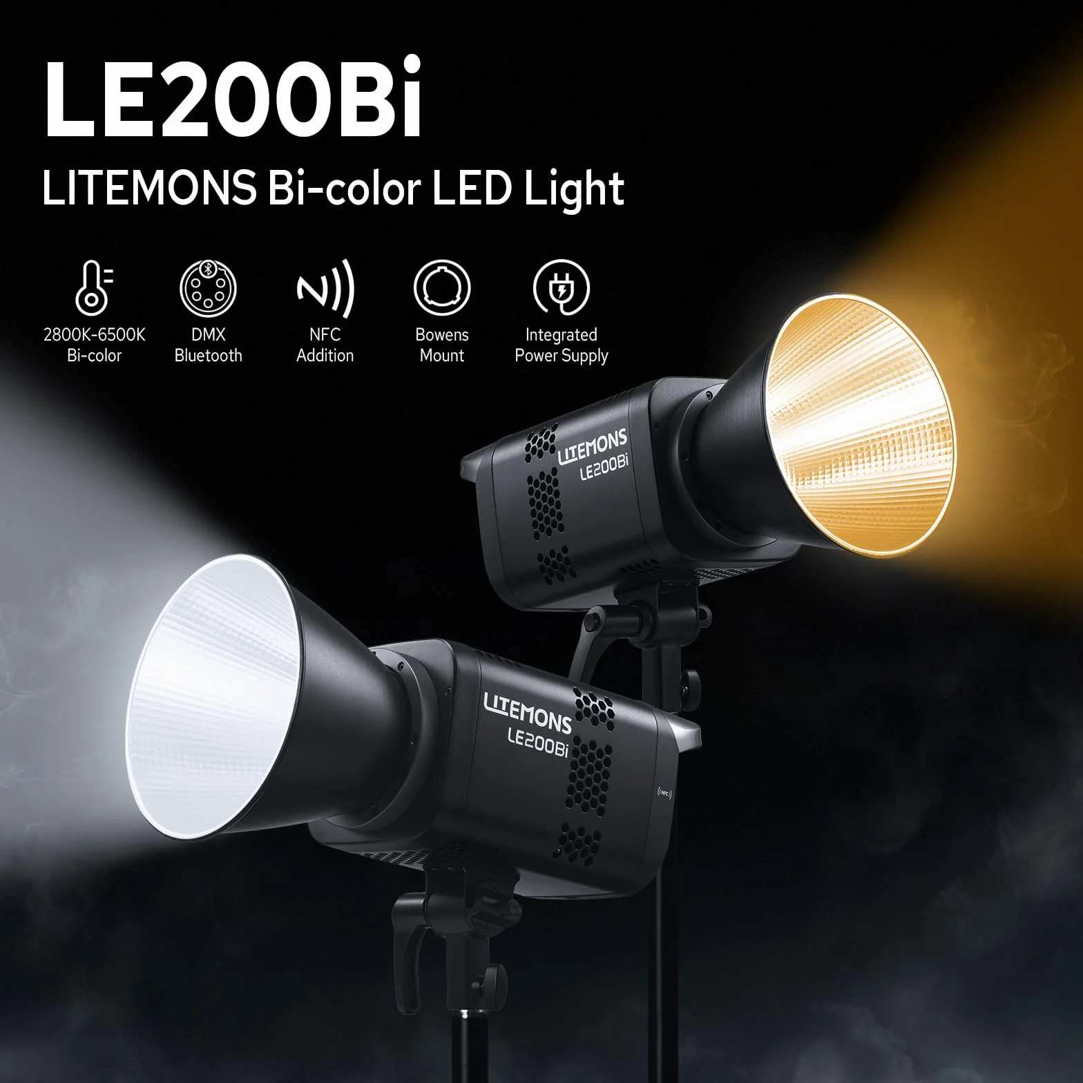 Godox LE200Bi 220 W Bi-Color LED Video Light, 2800 K ~ 6500 K, CRI 98, 57700 Lux/1 m, źródło światła ciągłego LED z uchwytem Bowens, przenośne studio LED do fotografii i streamingu na żywo
