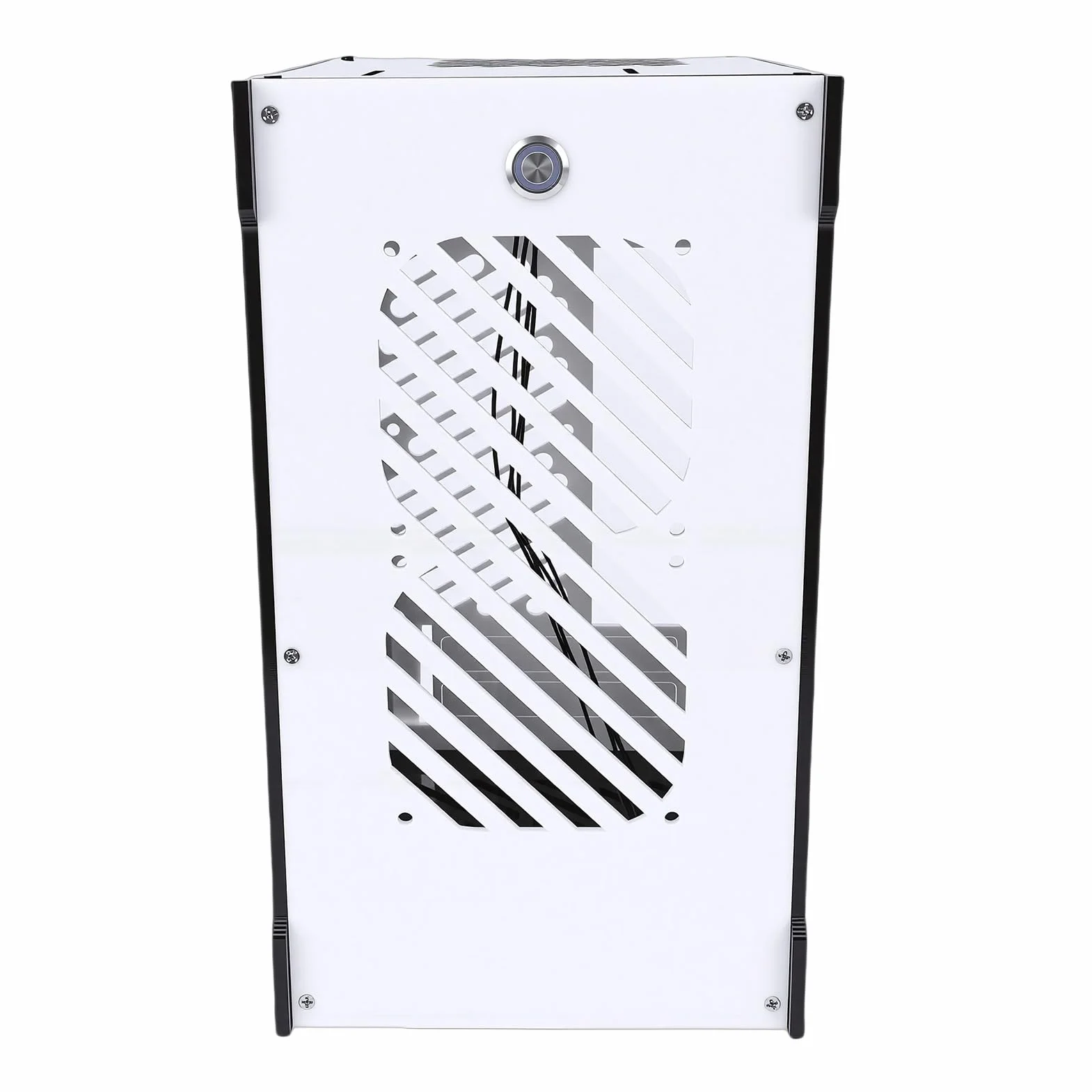 Mała Obudowa Komputera PC, Obudowa Komputera Mini ITX, z wentylacją 360 Stopni z Przezroczystym Panelem Akrylowym i obsługą Zasilacza SFX, Idealna do Domowej Rozrywki i Konfiguracji Gier