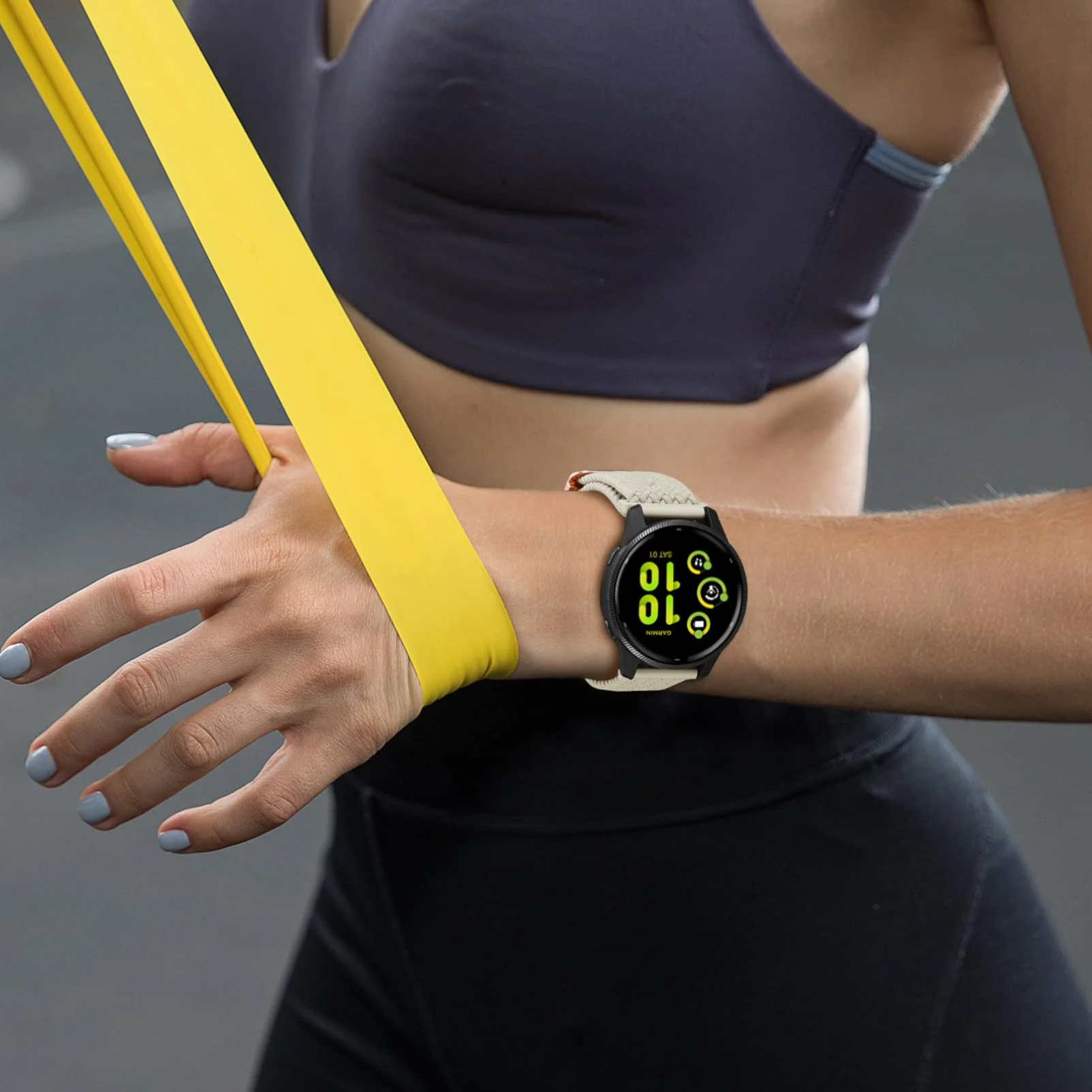 Elastyczny, nylonowy pasek do zegarka Garmin Vivoactive 4 Band/ Venu 2/ Venu 3, pleciony pasek typu loop, 22 mm, rozciągliwy, do Forerunner 945/265/255/255 Music, dla mężczyzn i kobiet