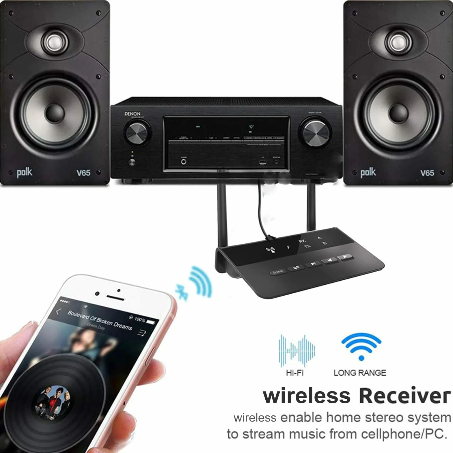 Odbiornik Nadajnika Bluetooth 5.2, Adapter Audio Bluetooth 2 w 1 AptX o Niskim Opóźnieniu HD, Port AUX 3,5 Mm, do Telewizora Domowe Słuchawki Stereo BT