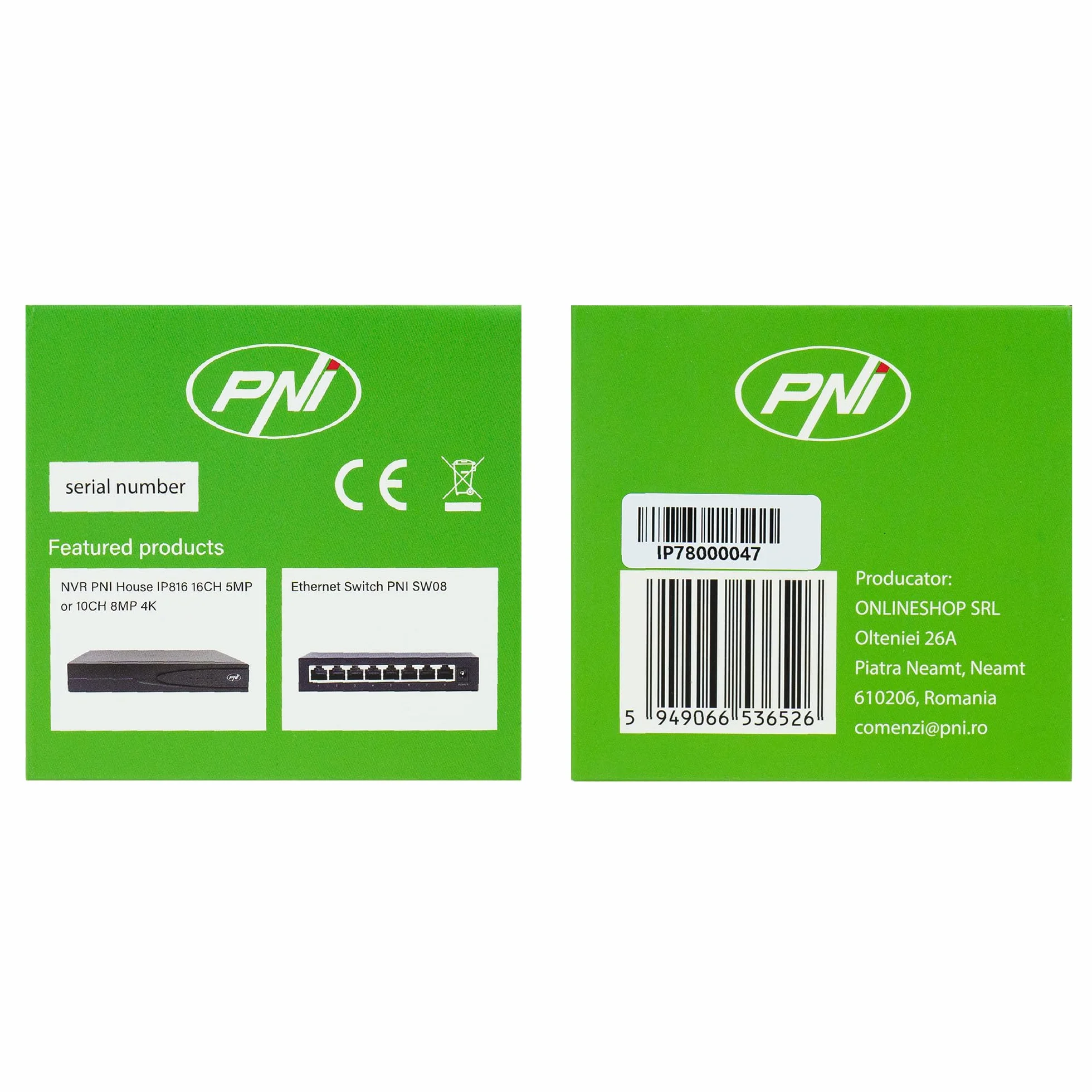 Kamera do monitoringu wideo PNI IP780, 8 MP, 4K, IP, 6 diod IR, IP66, biała