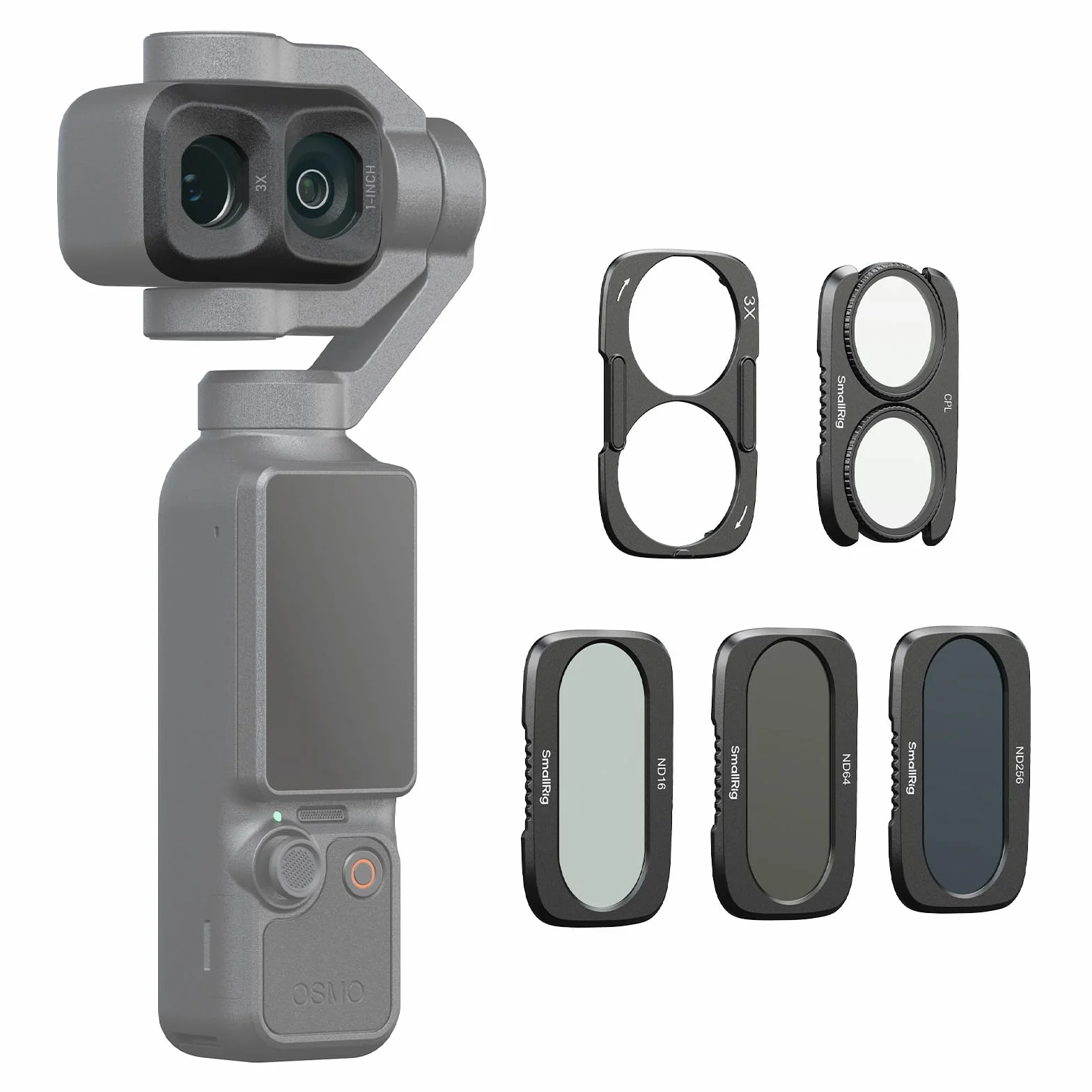 SMALLRIG ND16 ND64 ND256 CPL filtr do DJI Osmo Pocket 4P, zestaw filtrów dzielonych do akcesoriów Pocket 4 Pro z podstawą magnetyczną, obsługuje 2 filtry, wielowarstwowe szkło optyczne HD - 6476