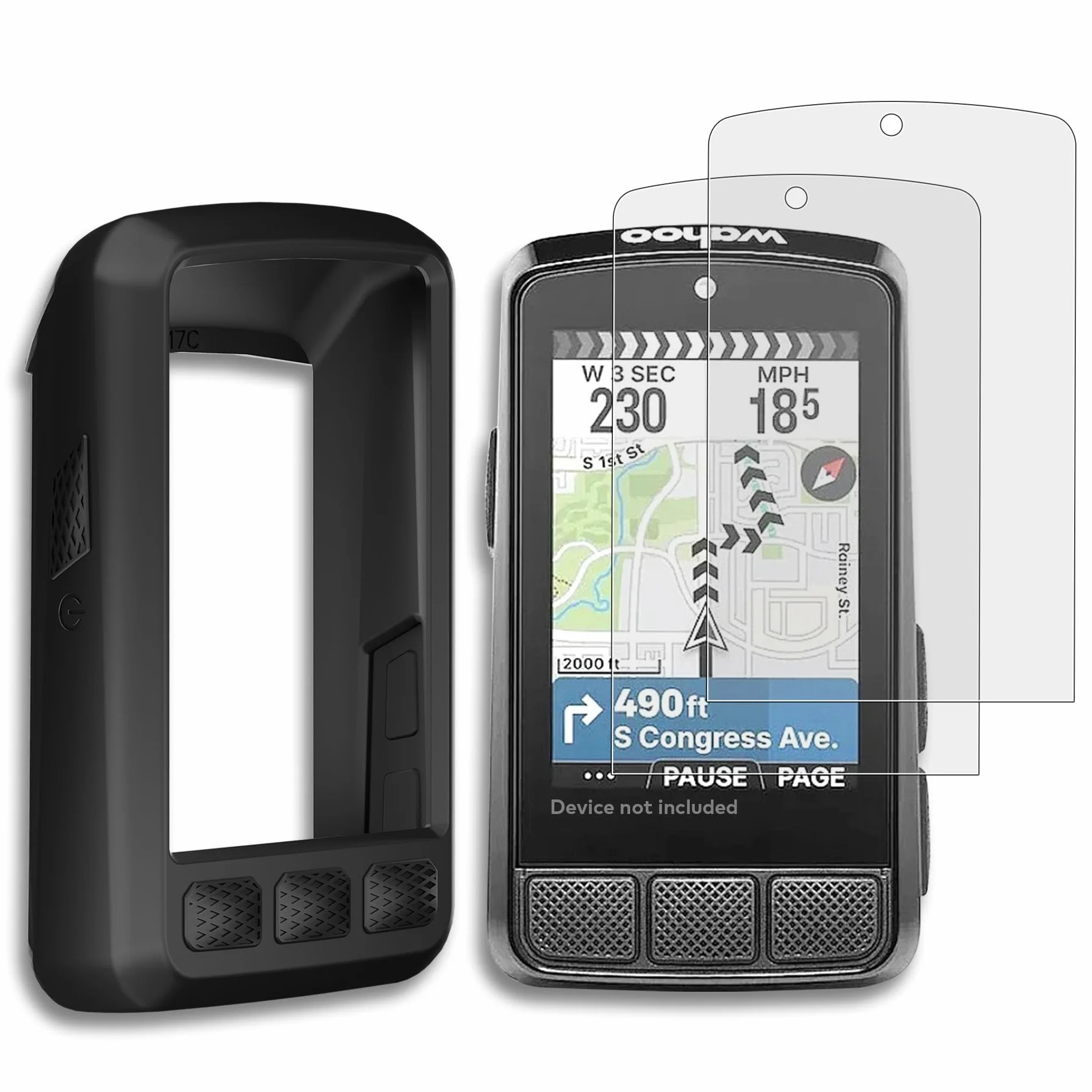 Zestaw 3 szt. Etui Silikonowe + 2x Folia Ochronna ze Szkła Hartowanego do Wahoo Elemnt Roam V3 (Roam 3) – Odporna na Upadki, Antystatyczna