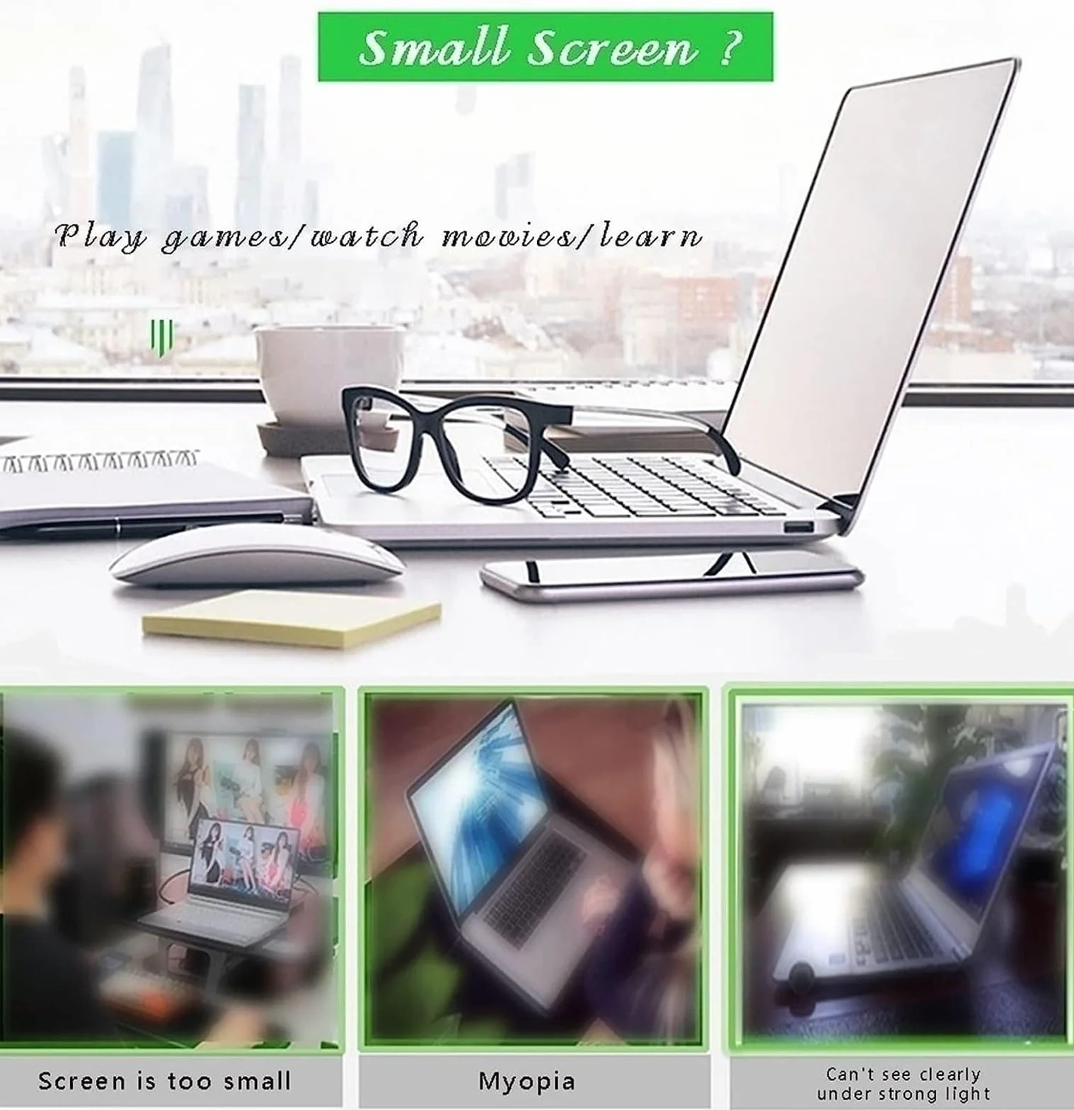Lupa z uchwytem Okulary powiększające duża lupa do ekranu telefonu laptopa, 3D Hd Copmputer lupa do ekranu wzmacniacz projektor do gier