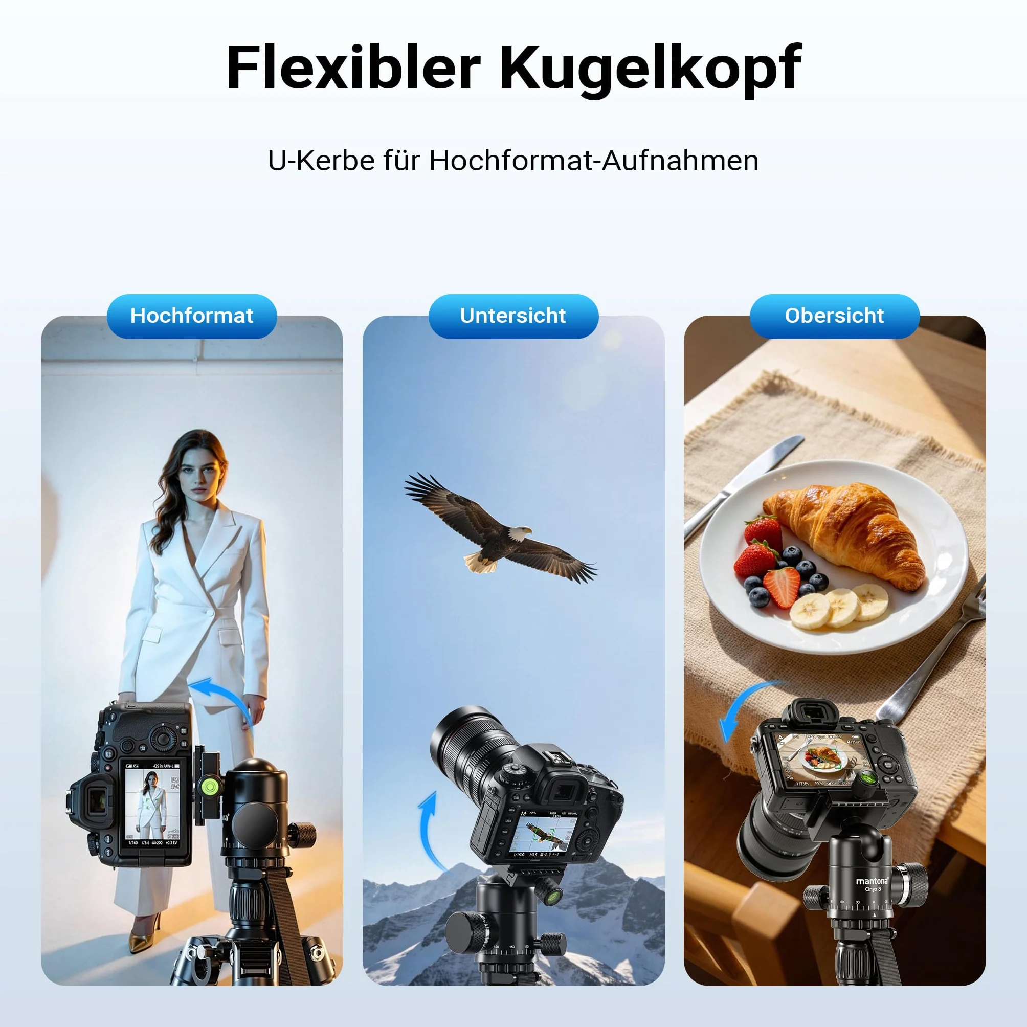 Mantona Wolverine L 284 + Onyx 8 – zestaw statywu fotograficznego z głowicą kulową z aluminium i kompatybilną płytką szybkiej wymiany