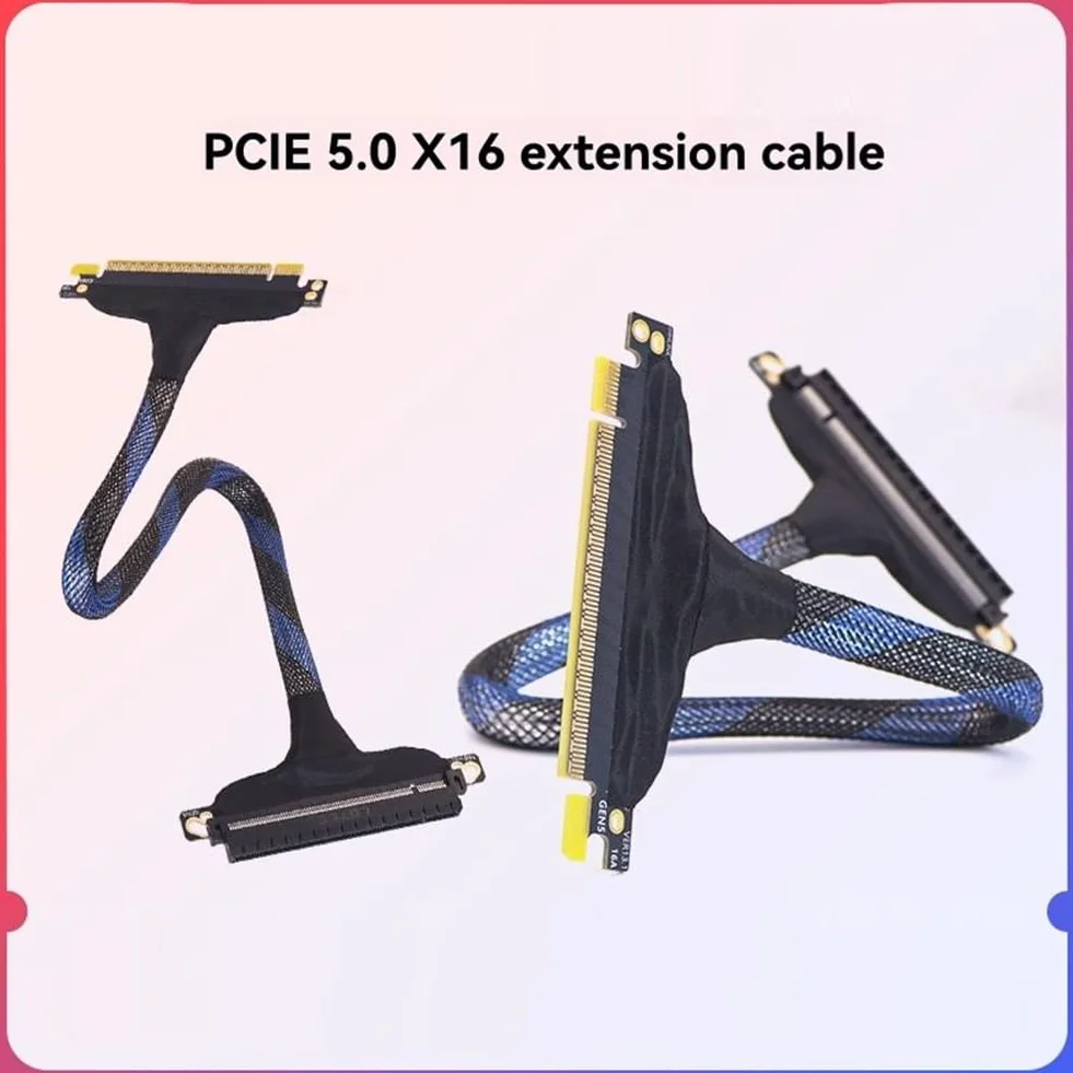 Przedłużacz PCIe 5.0 X16, szybki kabel PCI-e Gen5 bez , przedłużacz GPU do karty graficznej RTX5090 50 cm.