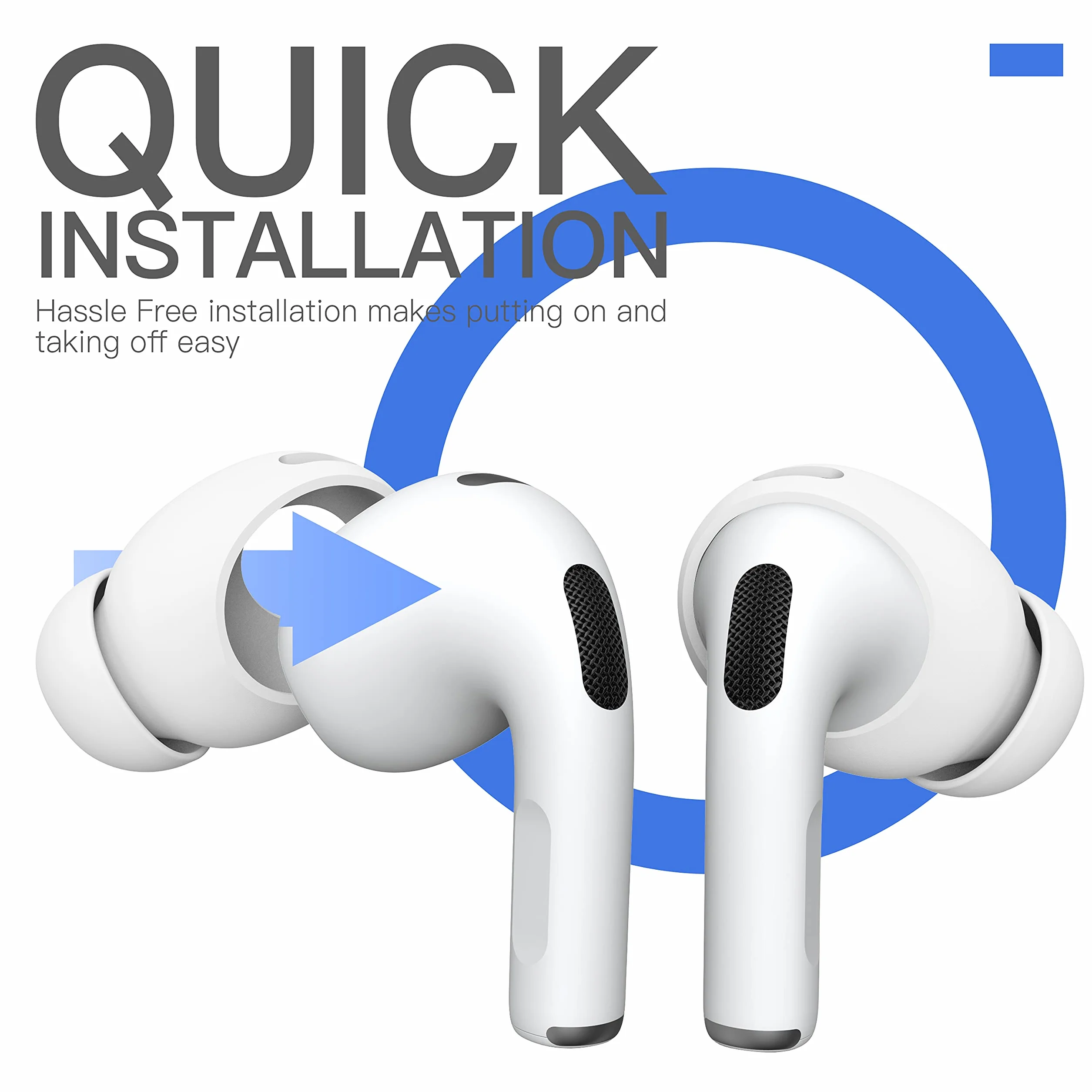 2 pary silikonowych końcówek dousznych AirPods [nie pasują do etui ładującego] [zarejestrowany patent USA] Kompatybilne z Apple AirPods 4 (białe)