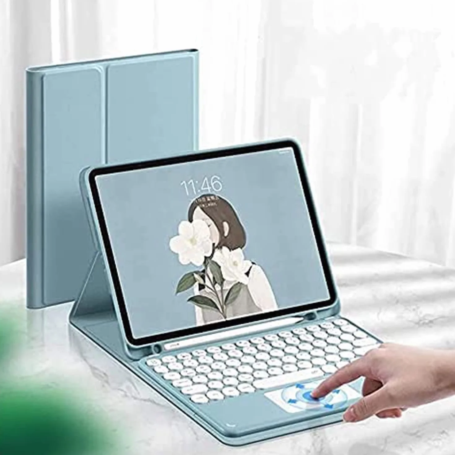 Etui na klawiaturę do Lenovo Tab M10 FHD Plus TB-X606F / TB-X606X 10,3 "FHD z touchpadem Okrągłe klawisze, magnetyczna odłączana bezprzewodowa klawiatura Bluetooth Slim Stand Case,Purple