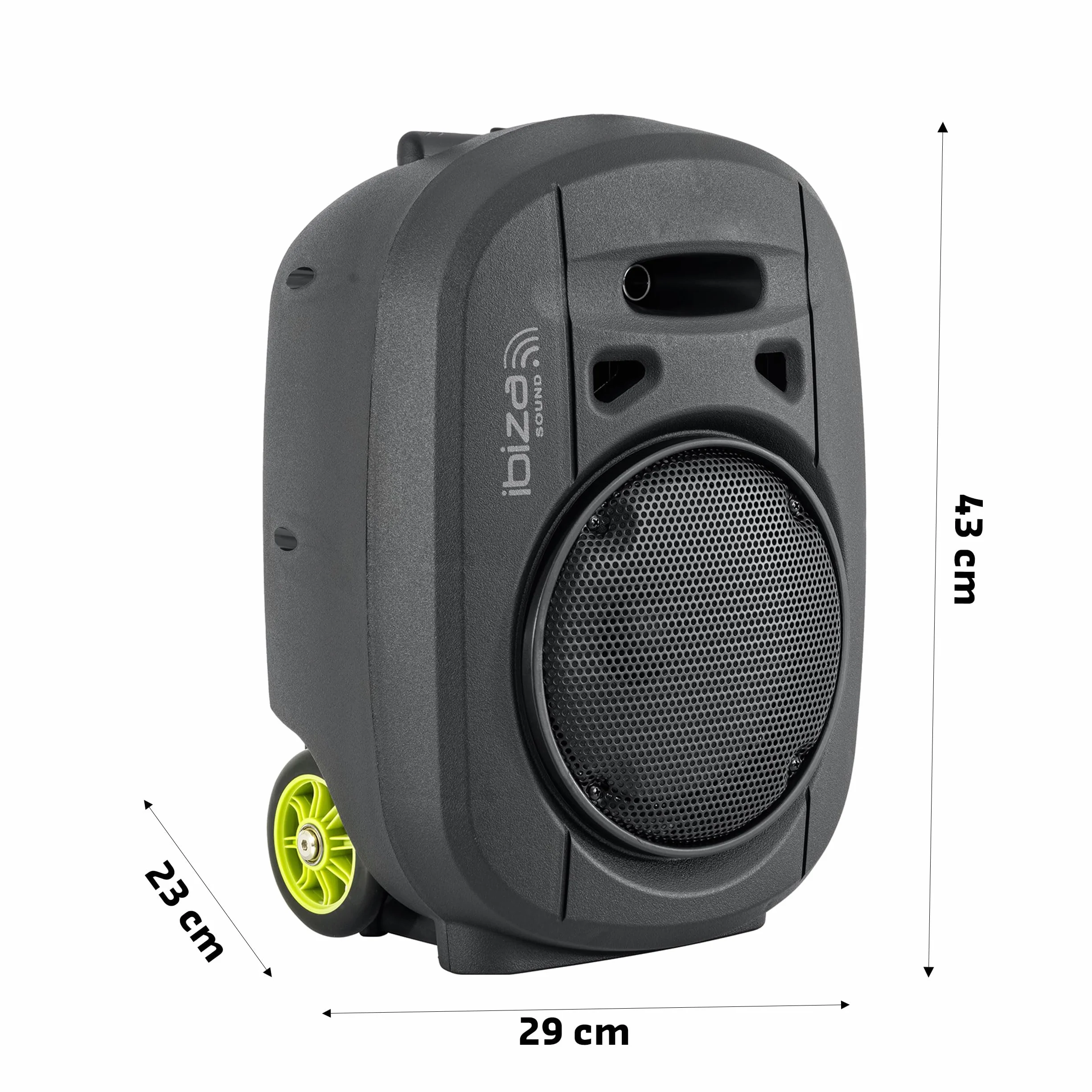 Ibiza - PORT8VHF-MKII-TWS - Przenośny głośnik 8"/400W MAX z 1 mikrofonem przewodowym i 1 mikrofonem VHF, pilotem i etui na akcesoria - Bluetooth, USB, SD i TWS - 6-8 godzin autonomii