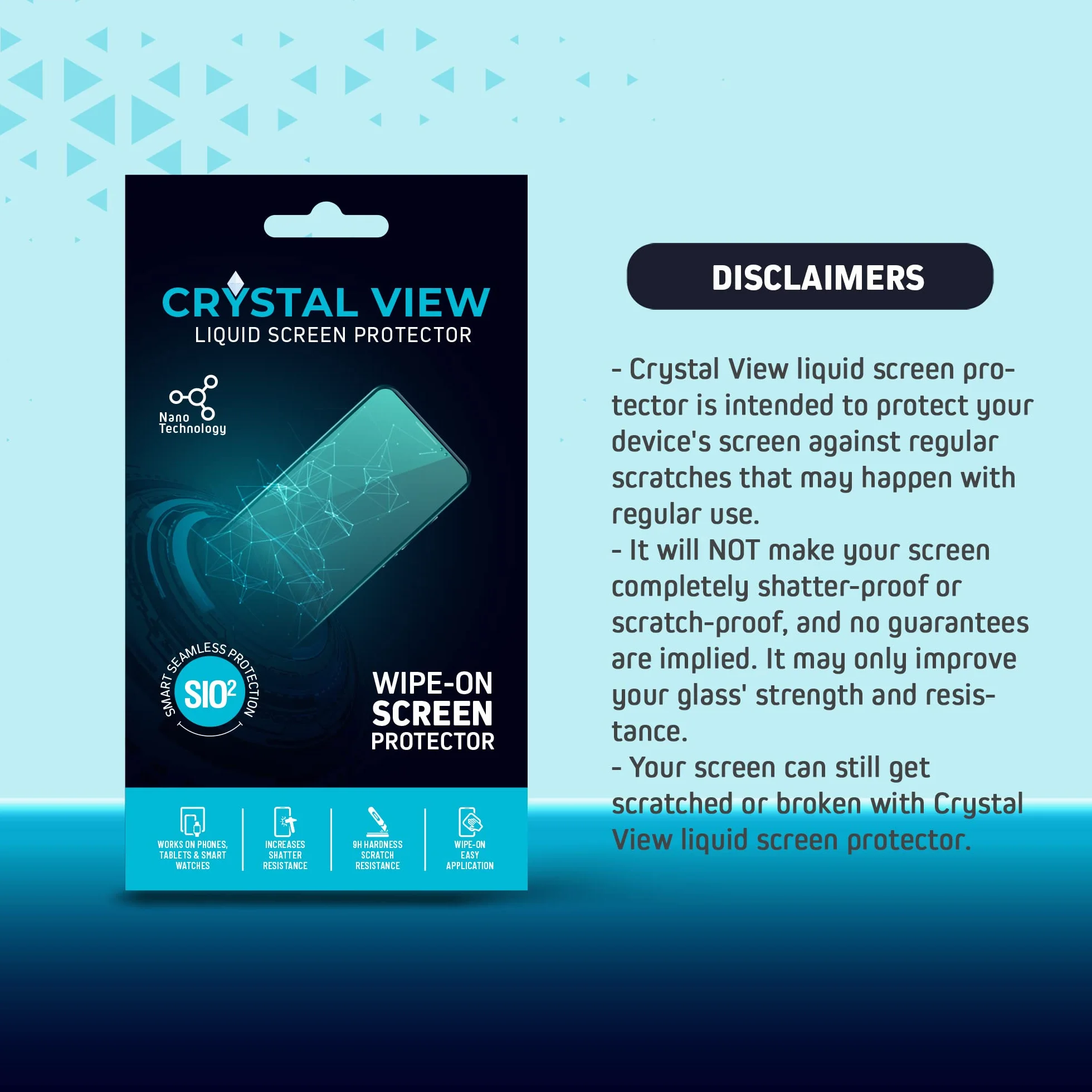 CRYSTAL VIEW Osłona ekranu z płynnego szkła – odporna na ścieranie i pękanie, nano ochrona do wszystkich telefonów, tabletów, inteligentnych zegarków, uniwersalna