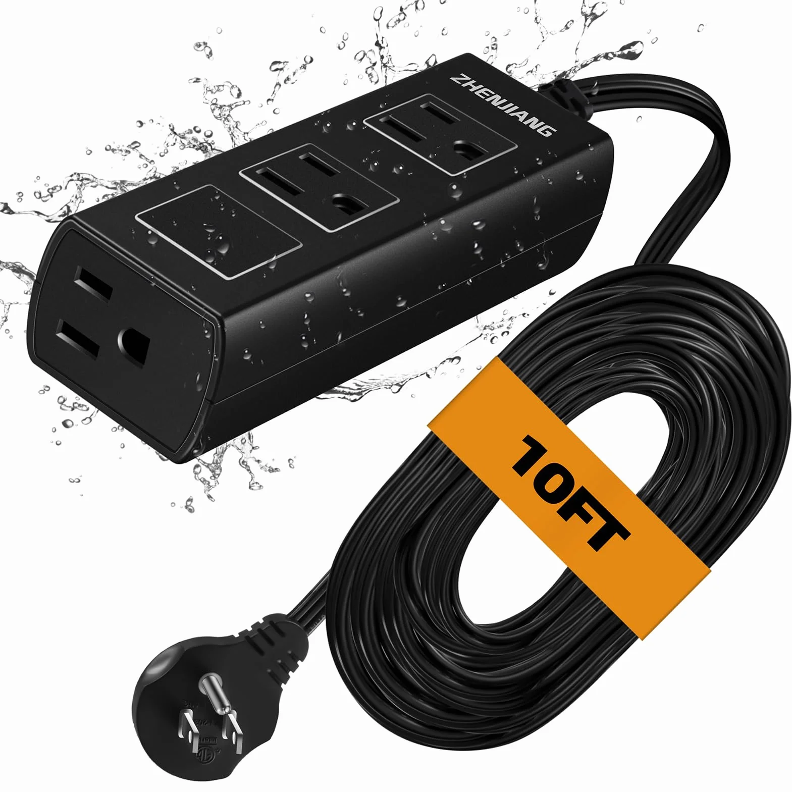Kabel przedłużający do użytku na zewnątrz, wodoszczelny, wytrzymały, długi przedłużacz, ochrona przed przepięciem, wodoodporny i odporny na warunki atmosferyczne, ognioodporny, do trawnika i ogrodu, 3