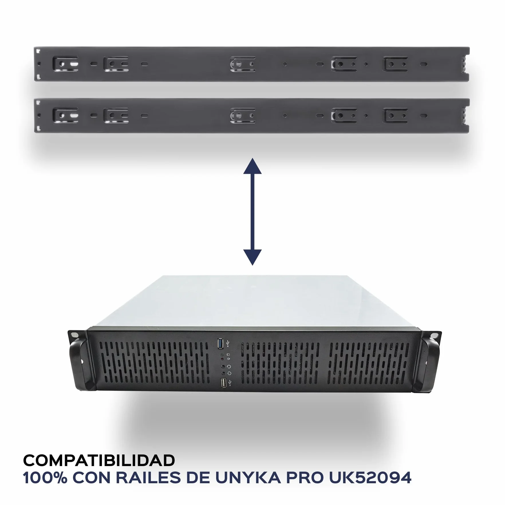 Unykach Obudowa Rack 2129 19" 2U - Silver/Black 1*USB 3.0 + 1*USB 2.0
