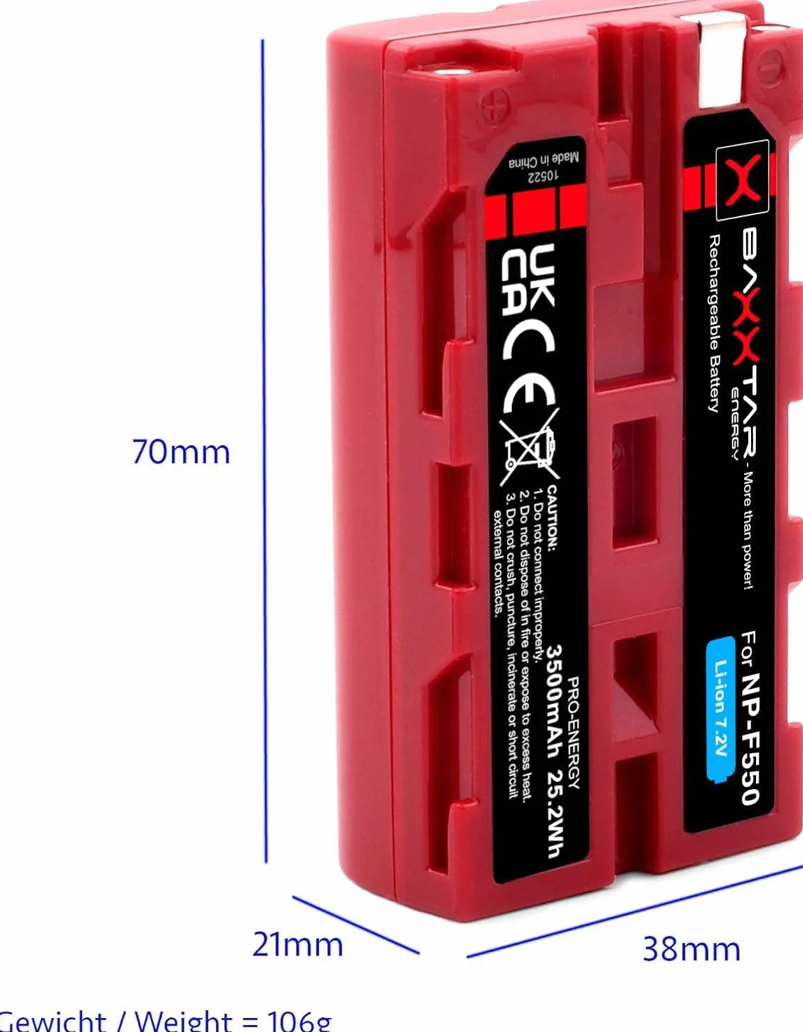 Baxxtar Pro Akumulator do Sony NP-F550/F570/F730/F750/F930/F950, 3500mAh | Akumulator zamienny do kamer, wskaźników LED, oświetlenia, lamp wideo, monitorów kamer i rejestratorów