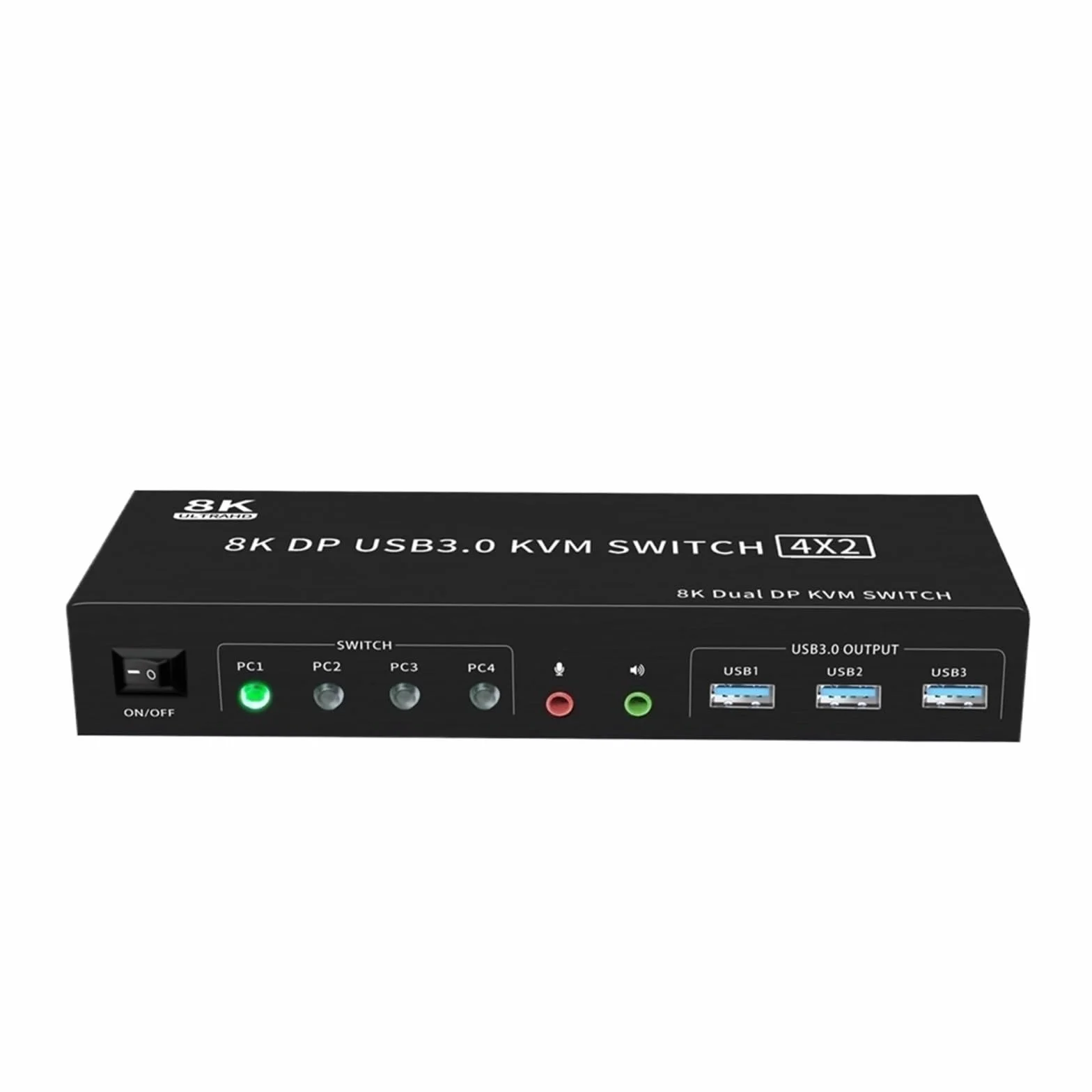Konwerter Cyfrowy, Przełącznik 8K DP KVM USB 3.0 4X2 podwójny monitor 4K 144 Hz rozszerzony wyświetlacz przełącznik Displayport 4 wejścia 2 wyjścia na komputery udostępnij klawiaturę i mysz