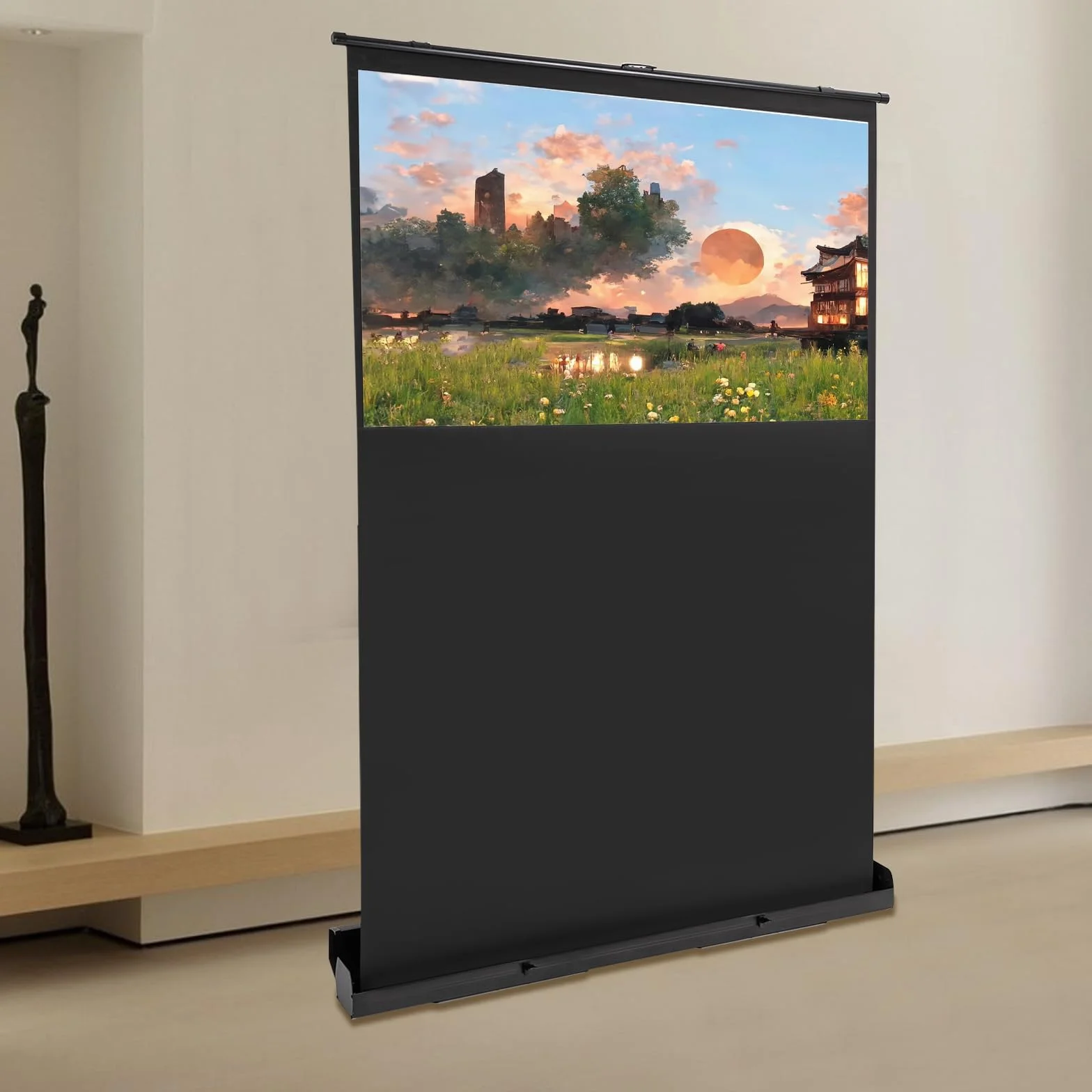 Ekran projekcyjny, ekran do projektora pull-up, 4K i 8K Ultra High Definition, przenośny ekran projekcyjny 16:9 do podłoża, ultrakrótki dystans, na kemping i do kina domowego