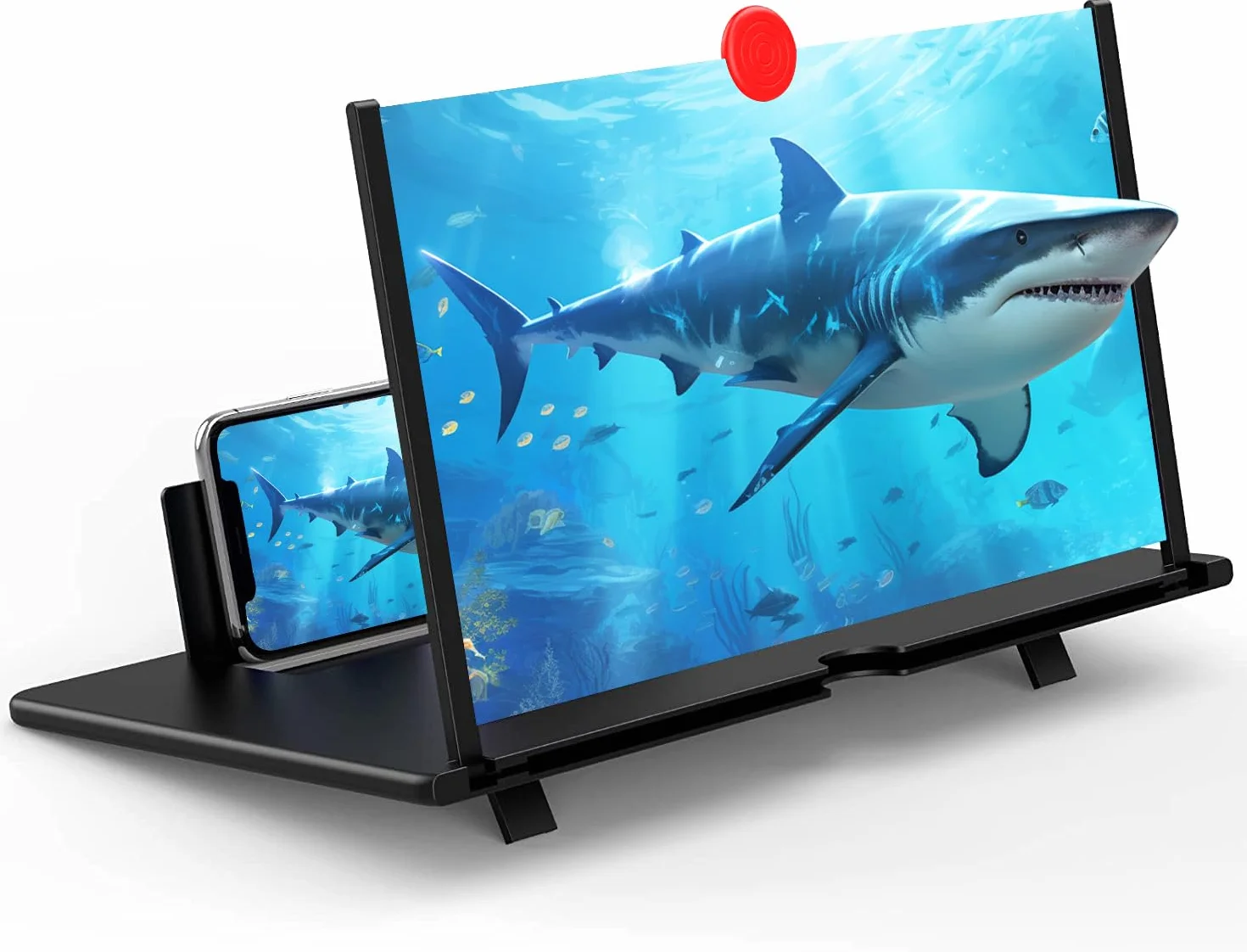 Lupa ekranu 45.7 cm, powiększająca ekran 3D HD, projektor powiększający ekran do filmów, filmów i gier, składany stojak na telefon ze wzmacniaczem ekranu, kompatybilny ze wszystkimi smartfonami
