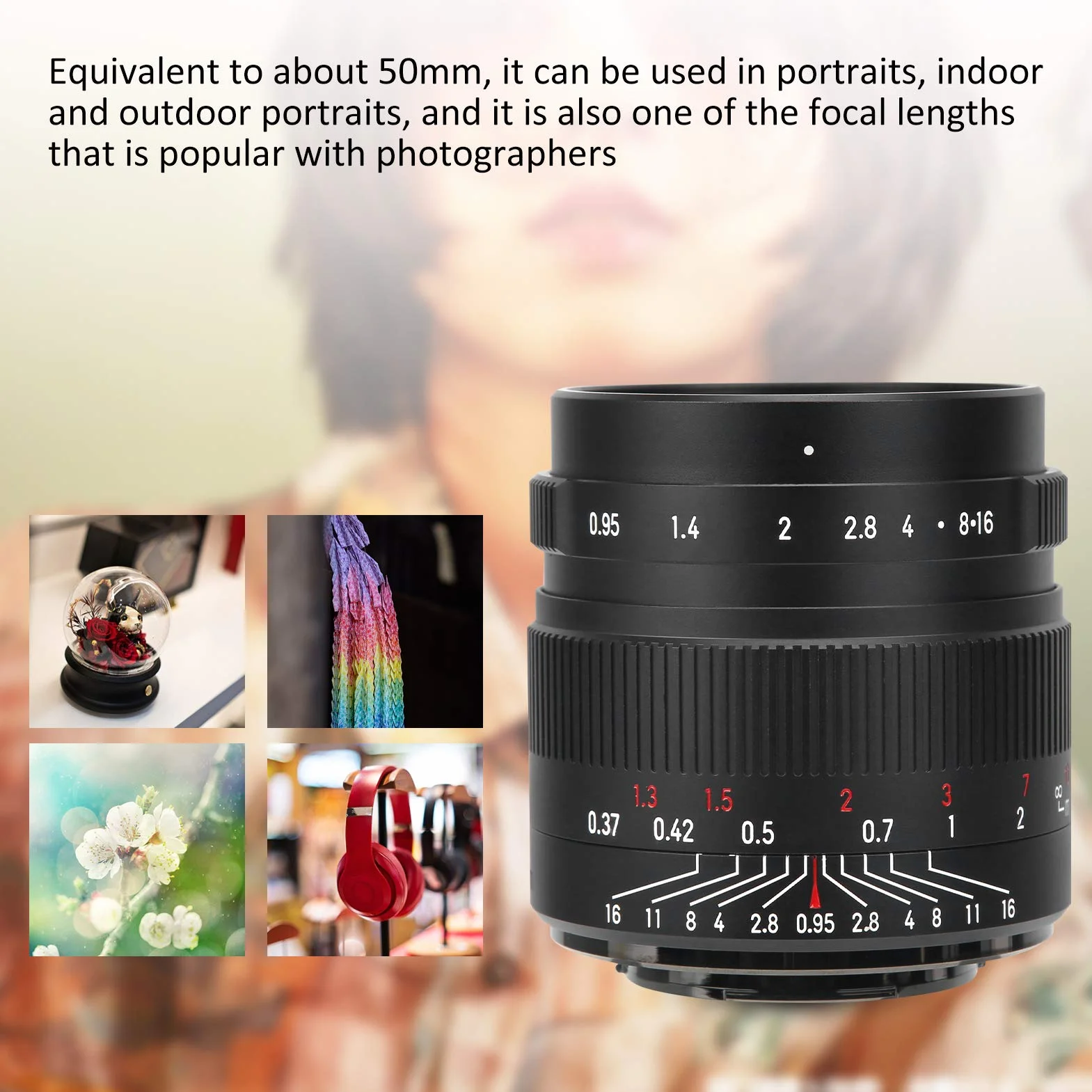PUSOKEI Obiektyw Szerokokątny 35 Mm F0,95 z dużą przysłoną do Aparatu z Mocowaniem FX i 12 Listkami Przysłony do Portretów w Pomieszczeniach i na Zewnątrz